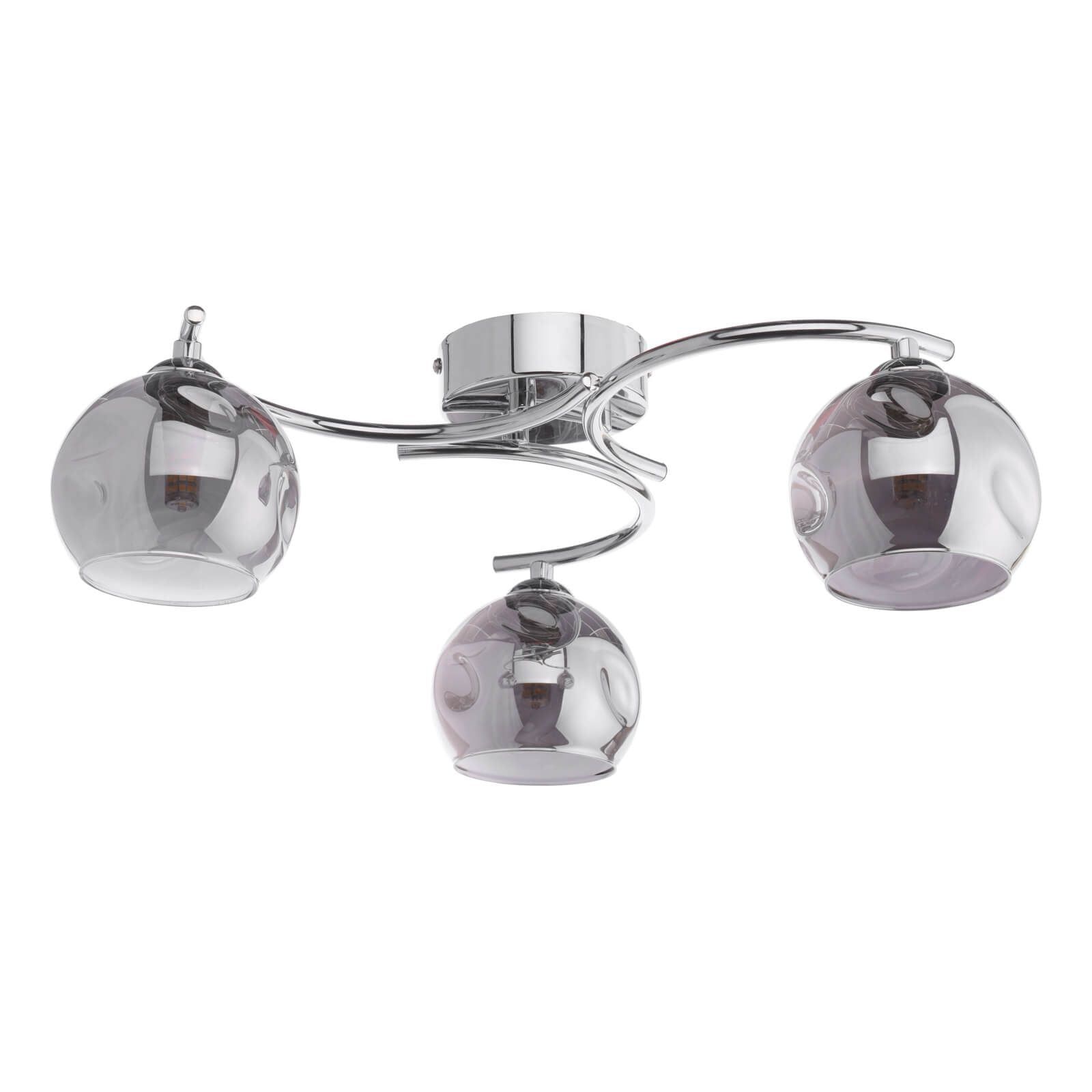 Nakita 3Lt Semi Flush Ceiling Light -Polished Chrome & Smoked Glass Finish, IP20