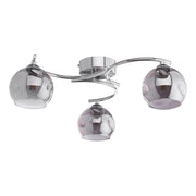 Nakita 3Lt Semi Flush Ceiling Light -Polished Chrome & Smoked Glass Finish, IP20