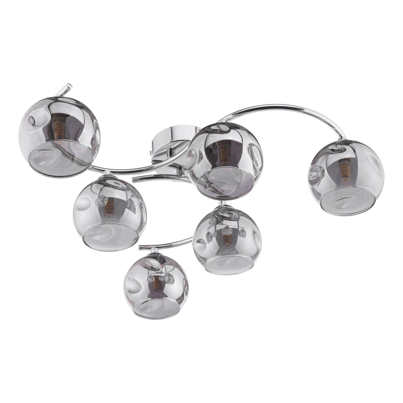 Nakita 6Lt Semi Flush Ceiling Light -Polished Chrome & Smoked Glass Finish, IP20