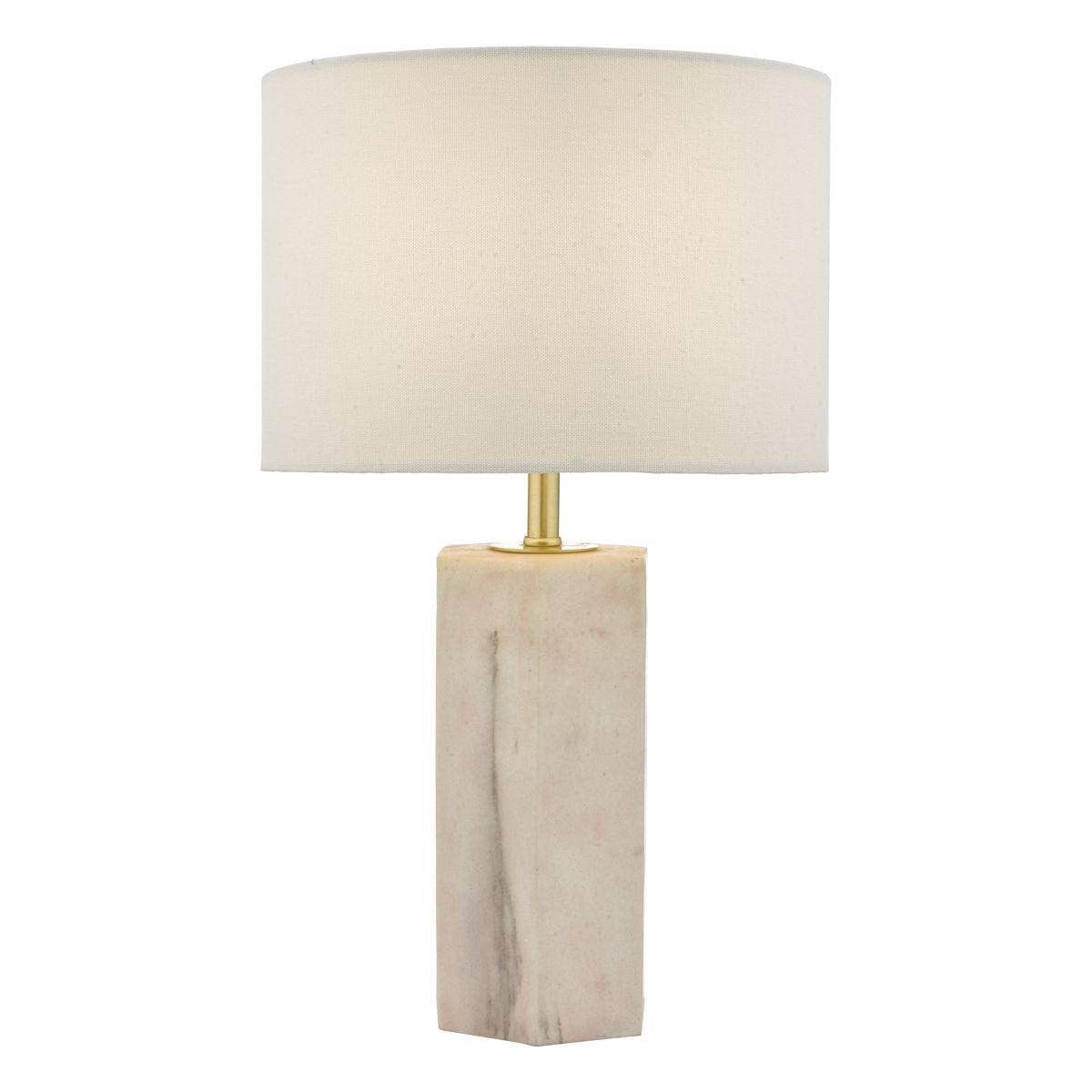 Dar Nalani Table Lamp Pink & Marble Effect With Shade - Cusack Lighting