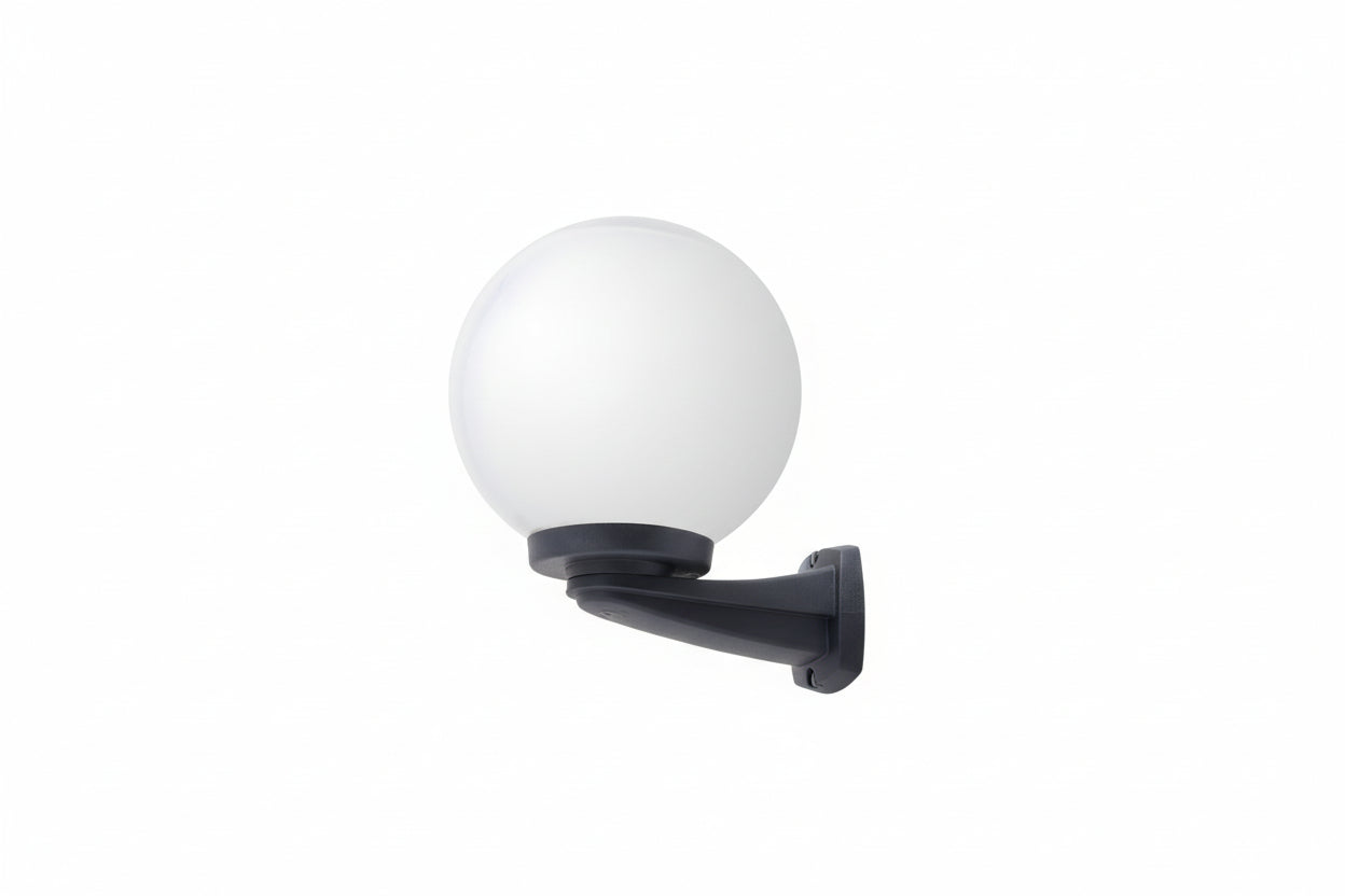 Nardo G250 Black/Grey Globe Wall Light IP55 - Opal/Clear