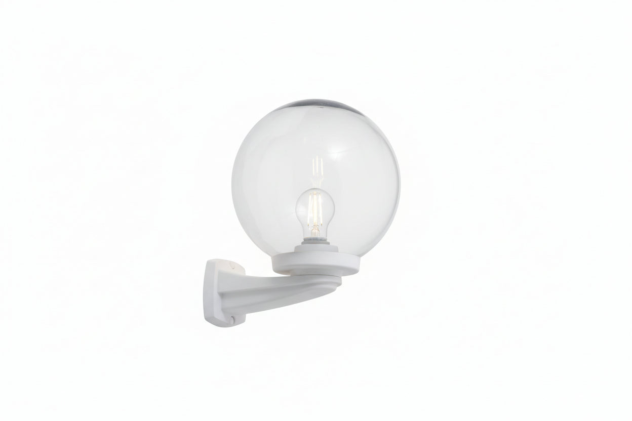 Nardo G250 Black/Grey Globe Wall Light IP55 - Opal/Clear