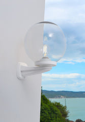 Nardo G250 Black/Grey Globe Wall Light IP55 - Opal/Clear