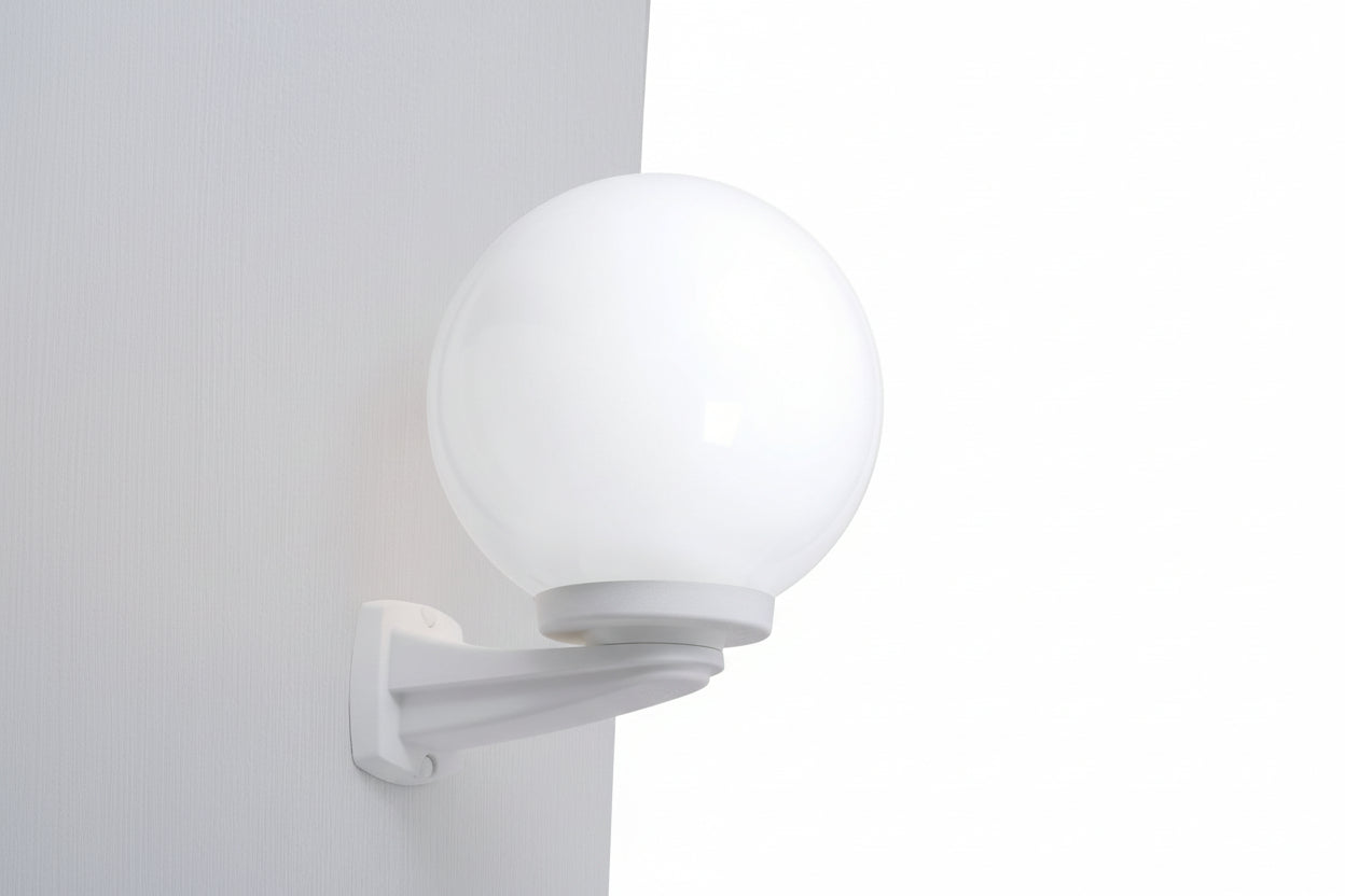 Nardo G250 Black/Grey Globe Wall Light IP55 - Opal/Clear