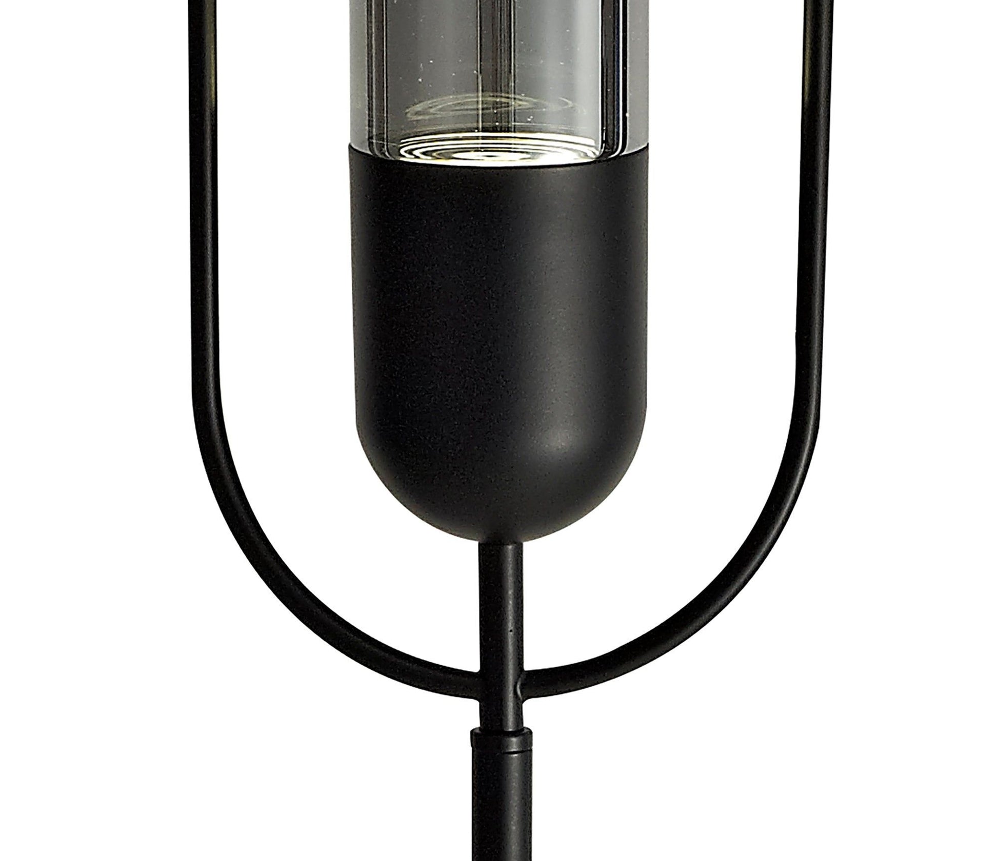 Tienes Floor Lamp, 1 x 7W LED, 4000K, 790lm, Antique Brass/Amber, Satin Nickel/Clear, Black/Smoked, 3yrs Warranty