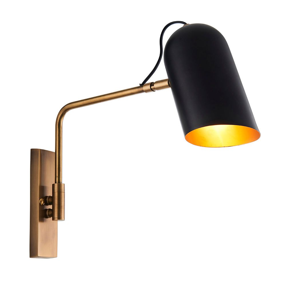 Navie Swing Arm Wall Light - Black & Brass Finish