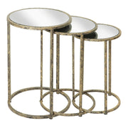 Nest of Tables Set of 3 - Antique Gold & Mirror Top Finish