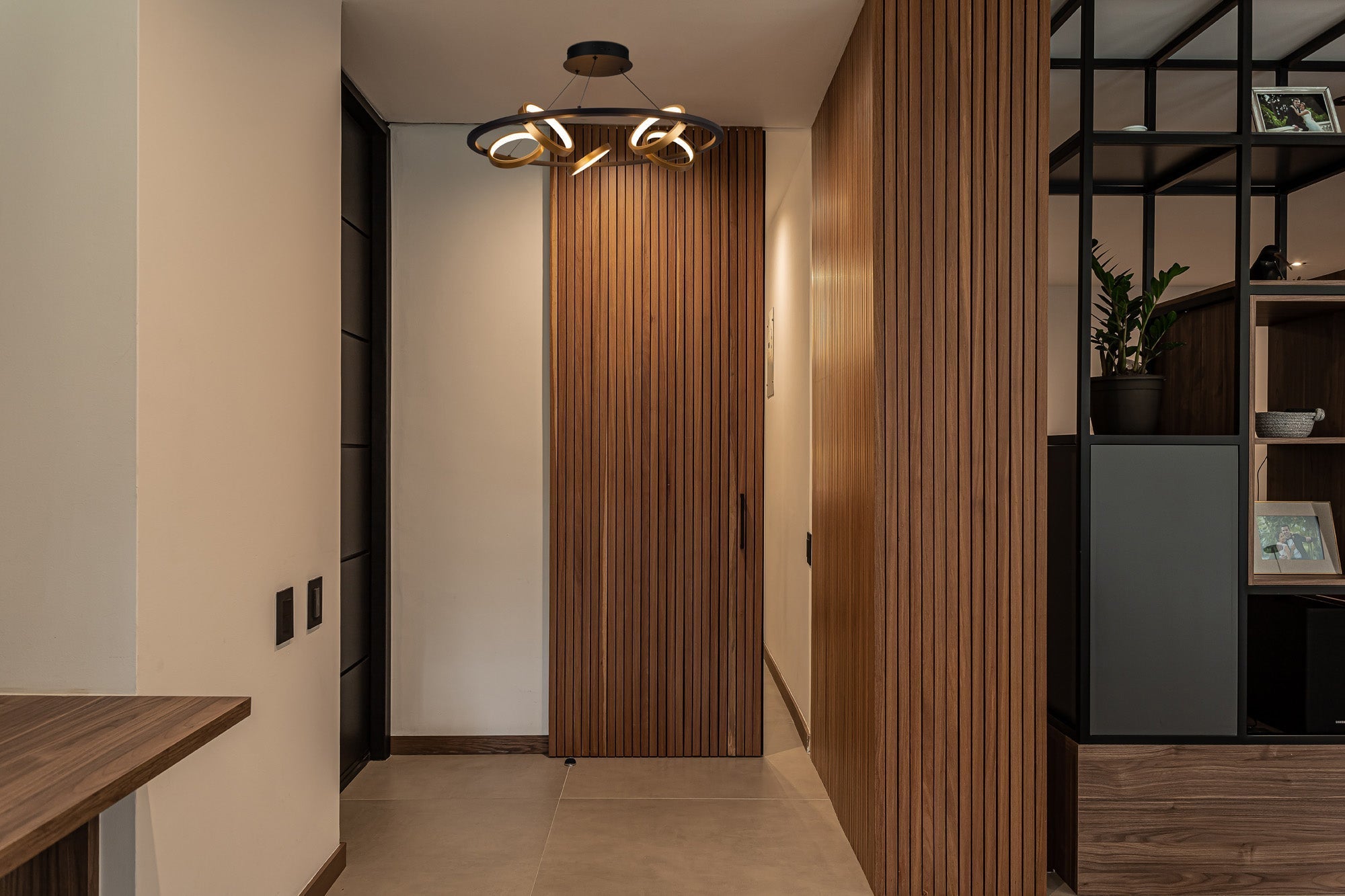 Nicki Indoor LED Hanging Light, 5 Ring, 25W LED, 3200K, 1375lm, Satin Black  &  Gold, 3yrs Warranty