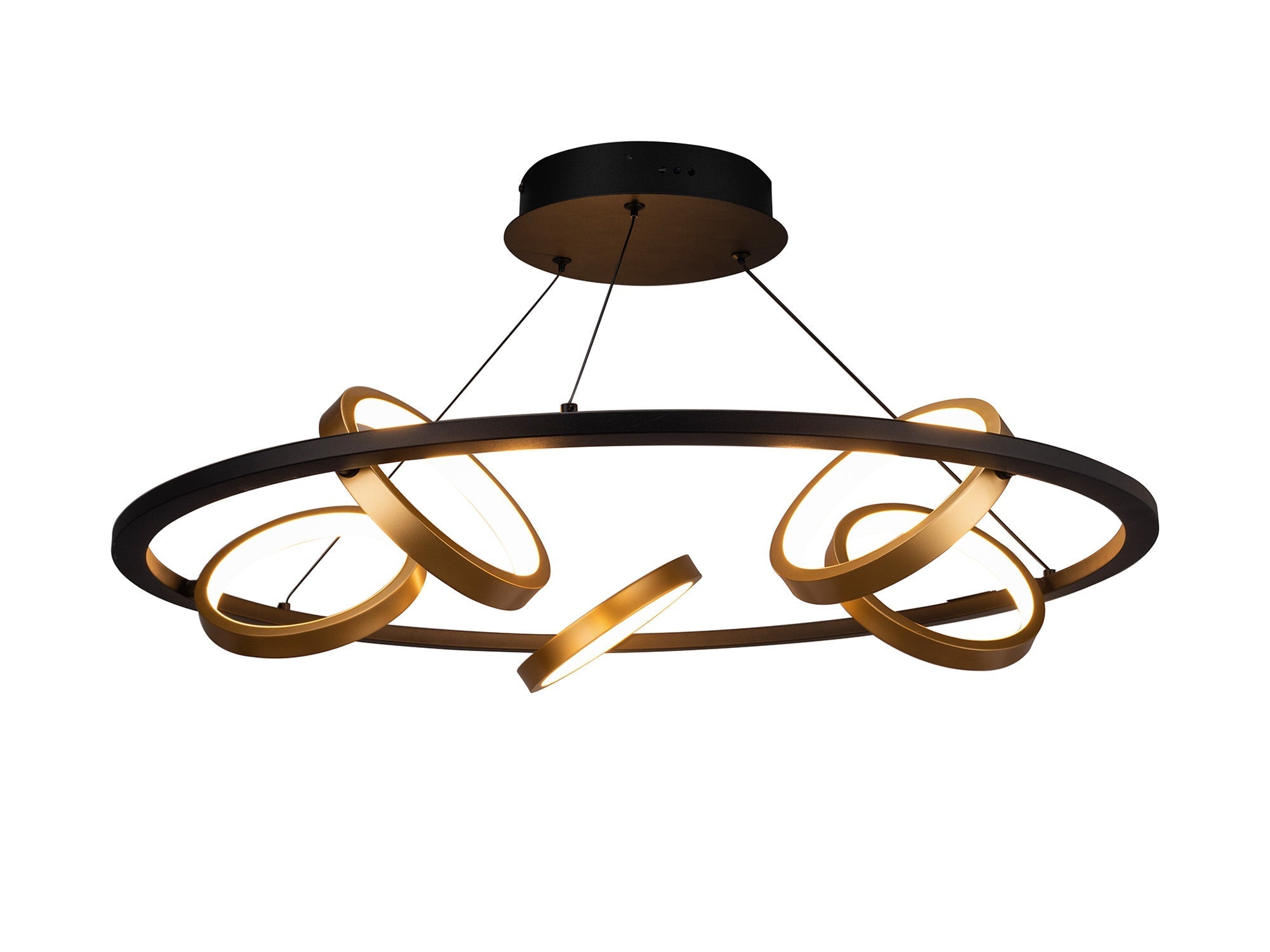 Nicki Indoor LED Hanging Light, 5 Ring, 25W LED, 3200K, 1375lm, Satin Black  &  Gold, 3yrs Warranty