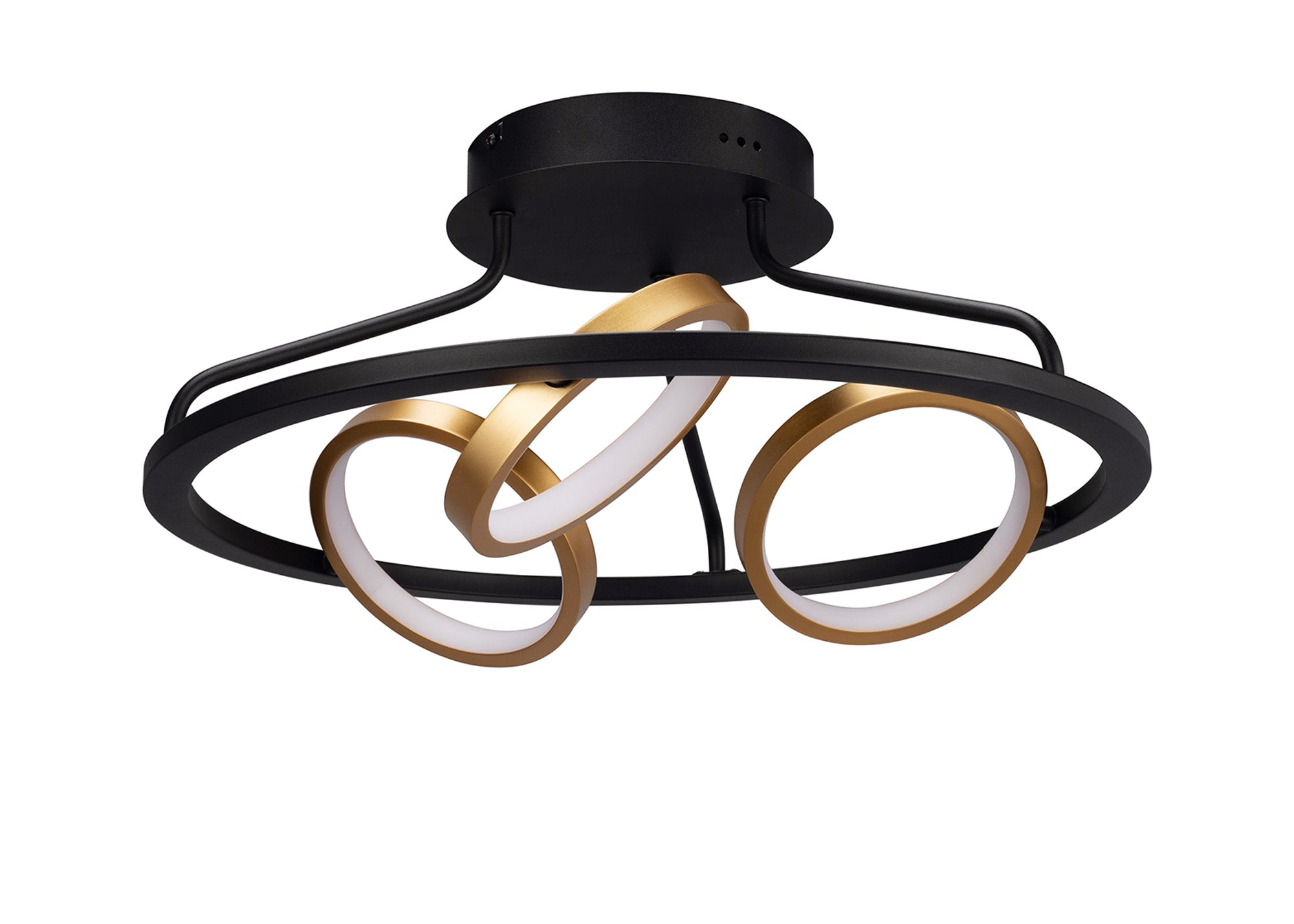 Nicki Indoor Semi Flush Ceiling Light, 3/5Ring, Satin Black  &  Gold, 3yrs Warranty