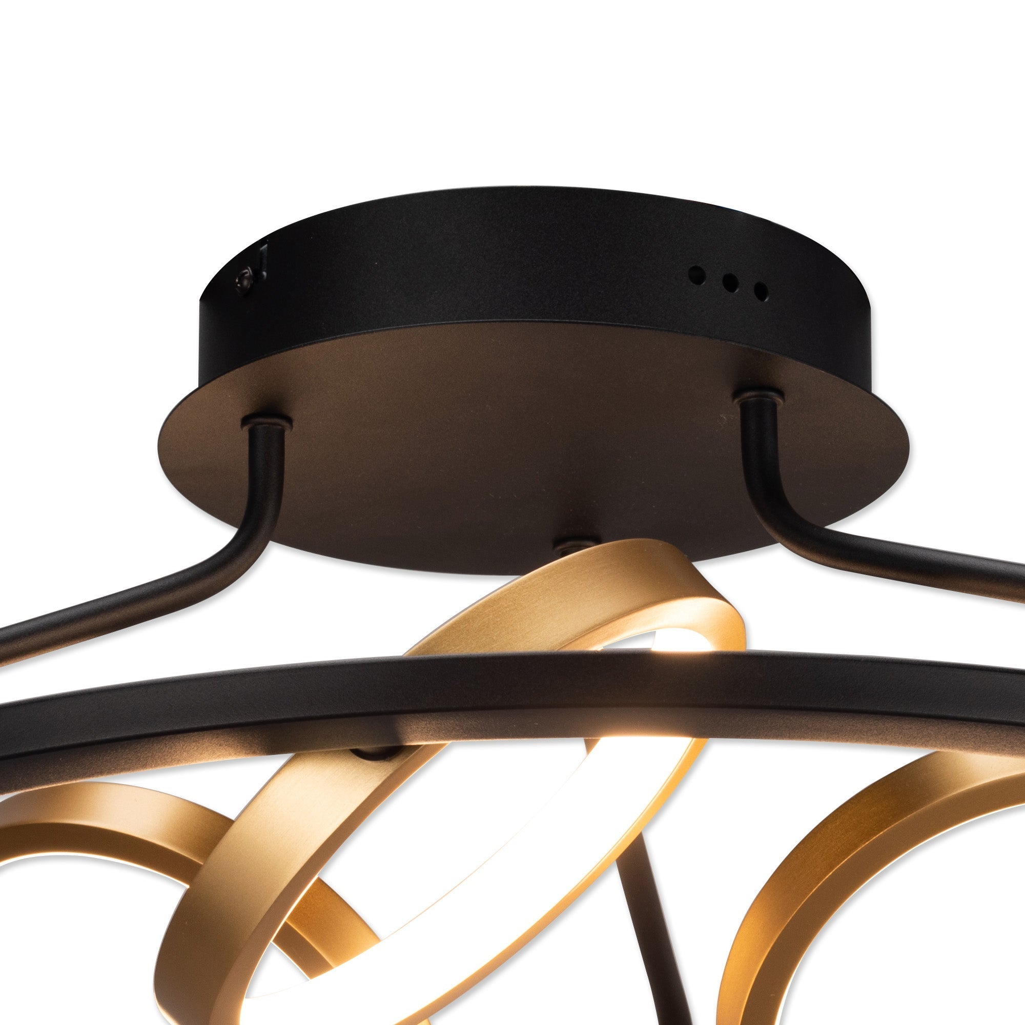 Nicki Indoor Semi Flush Ceiling Light, 3/5Ring, Satin Black  &  Gold, 3yrs Warranty