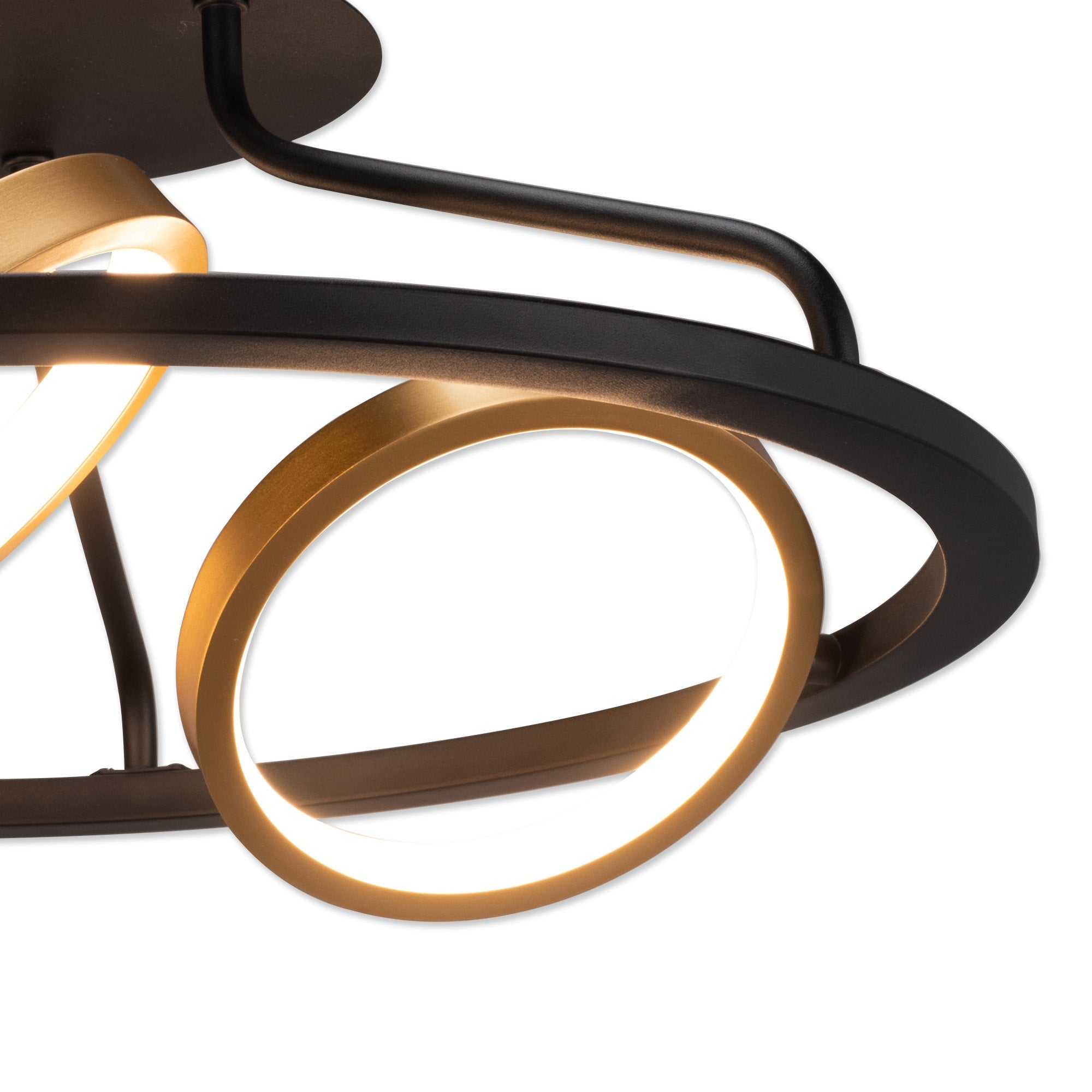 Nicki Indoor Semi Flush Ceiling Light, 3/5Ring, Satin Black  &  Gold, 3yrs Warranty