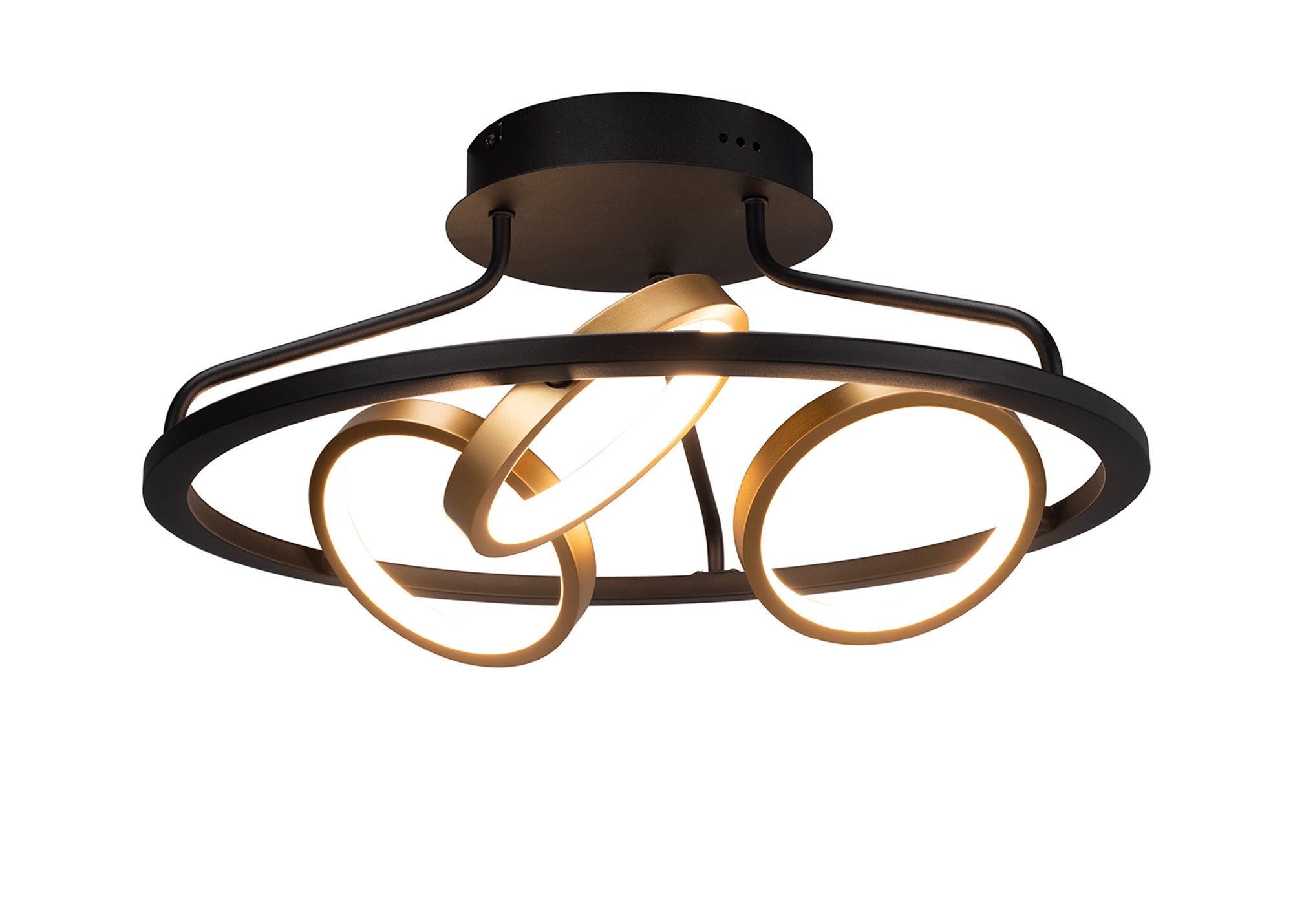 Nicki Indoor Semi Flush Ceiling Light, 3/5Ring, Satin Black  &  Gold, 3yrs Warranty