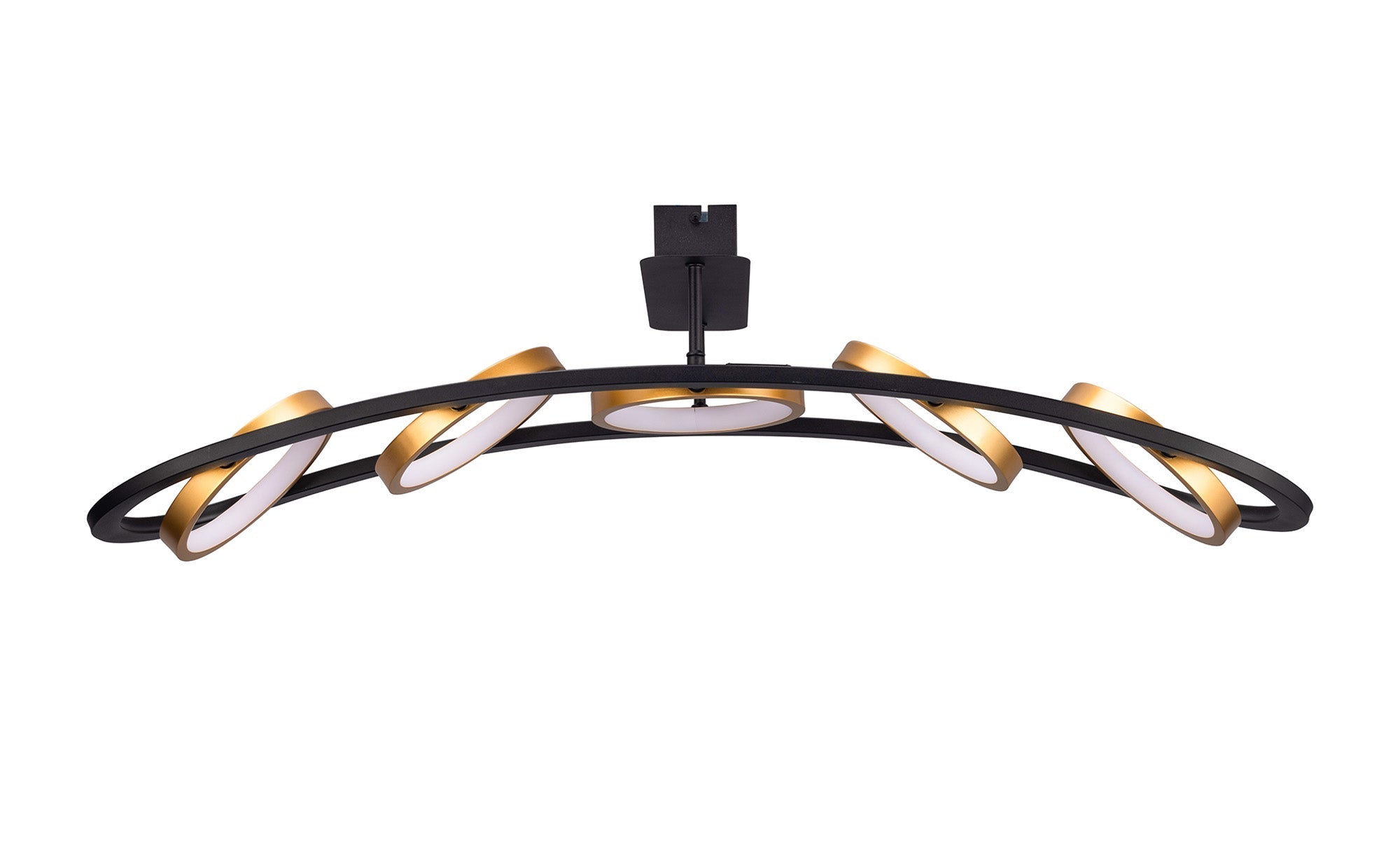 Nicki Indoor Semi Flush Ceiling Light, 3/5Ring, Satin Black  &  Gold, 3yrs Warranty