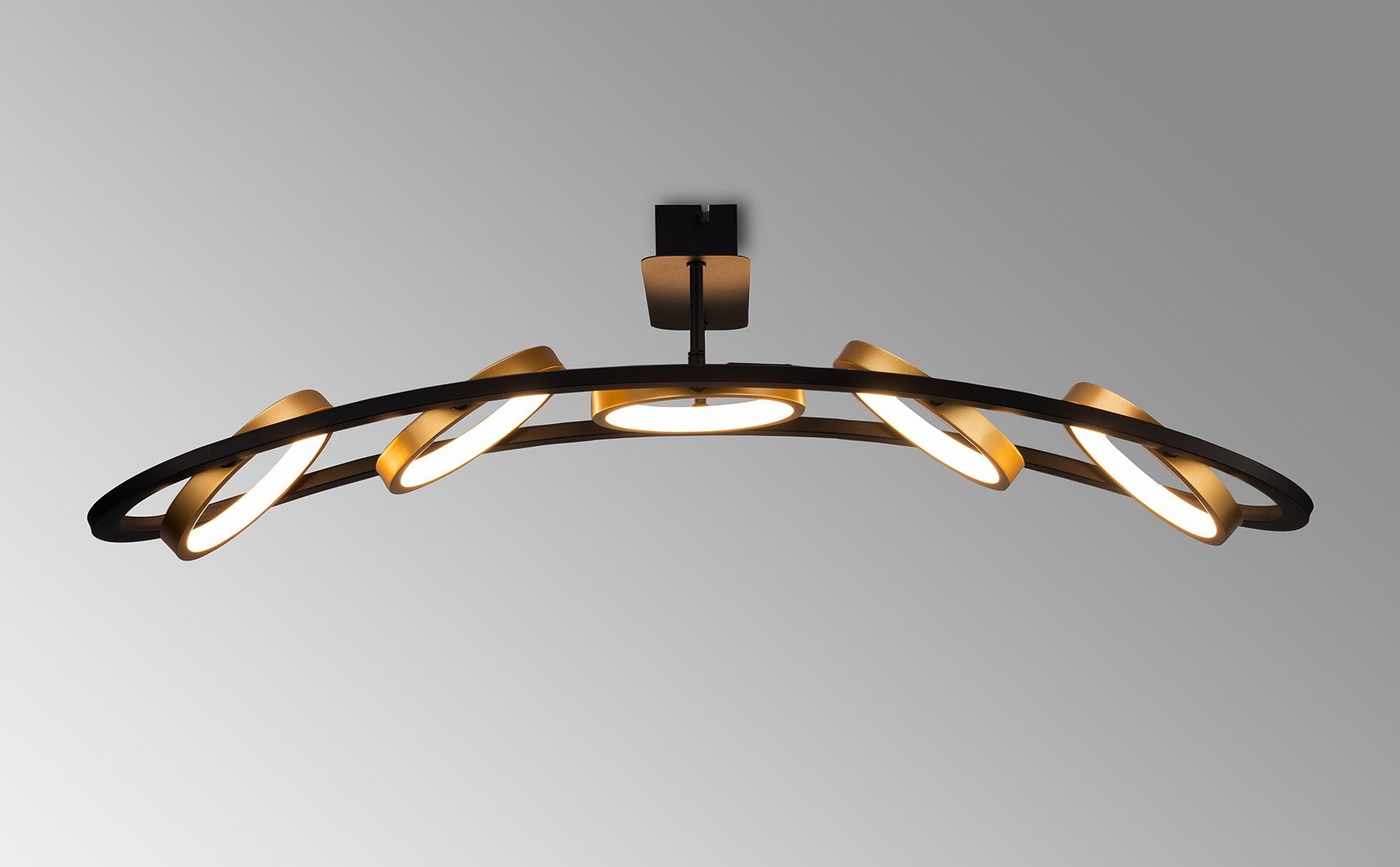 Nicki Indoor Semi Flush Ceiling Light, 3/5Ring, Satin Black  &  Gold, 3yrs Warranty