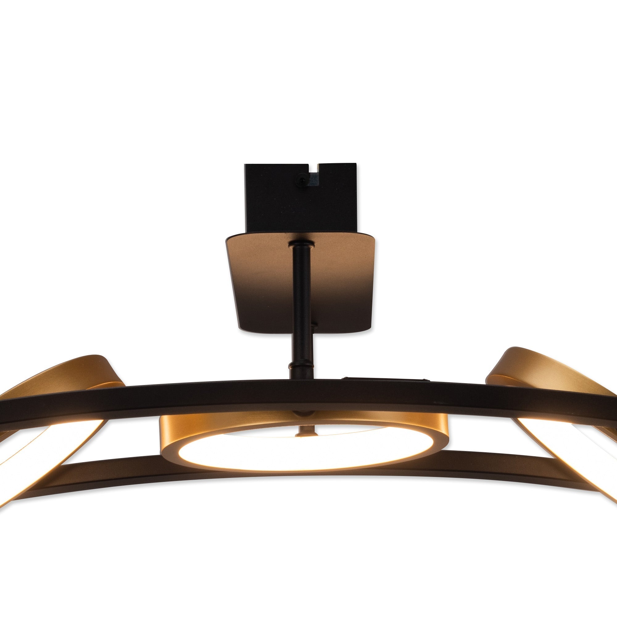Nicki Indoor Semi Flush Ceiling Light, 3/5Ring, Satin Black  &  Gold, 3yrs Warranty