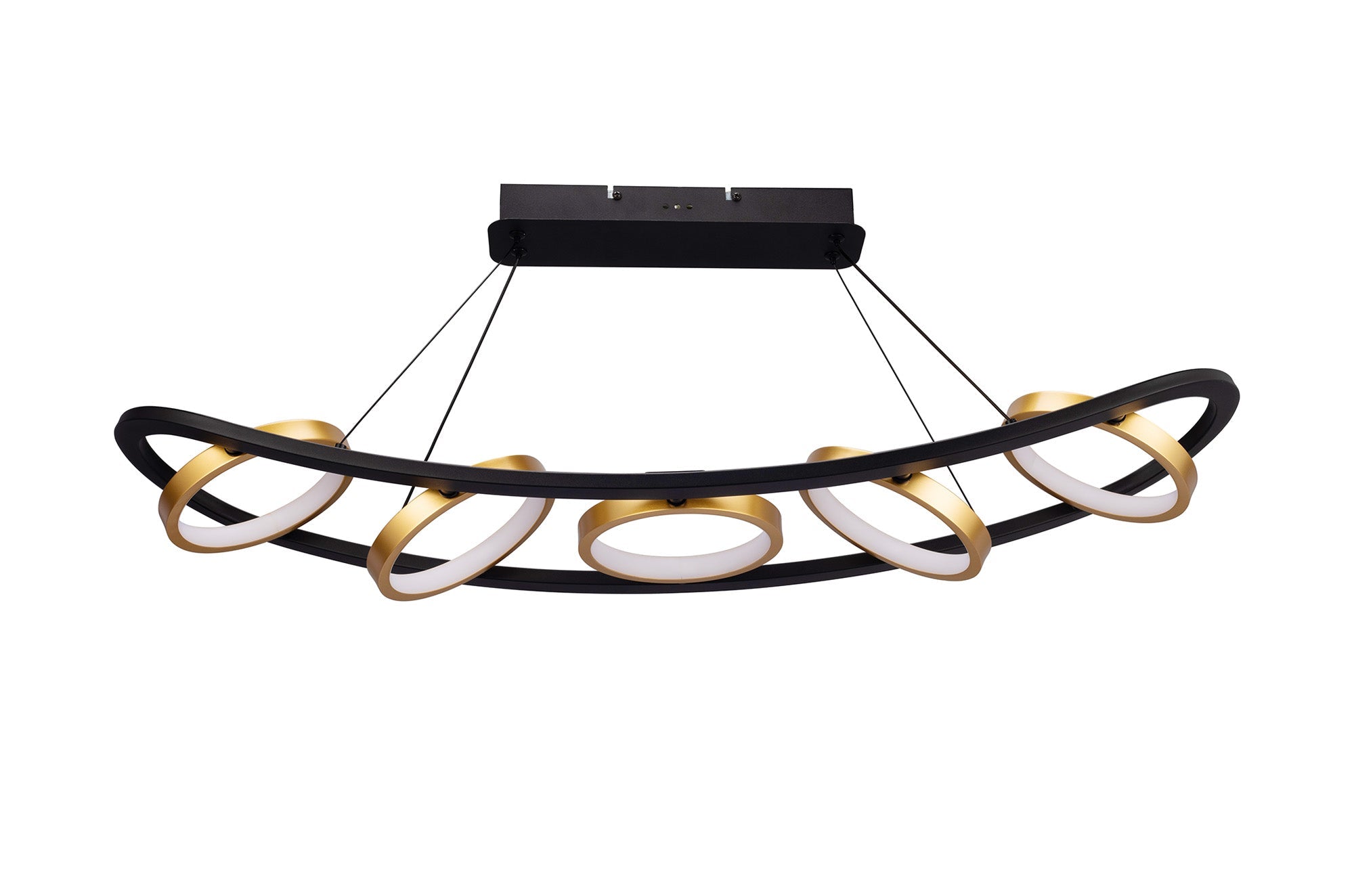 Nicki Linear Kitchen Table/Island Light, 5 Ring, 36W LED, 3200K, 2200lm, Satin Black  &  Gold, 3yrs Warranty