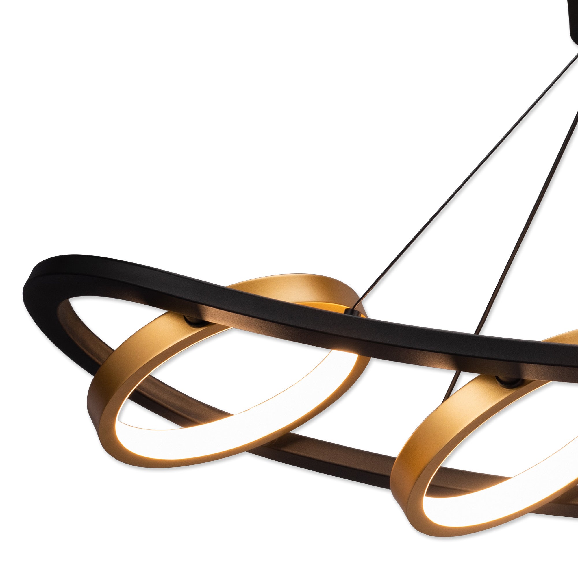 Nicki Linear Kitchen Table/Island Light, 5 Ring, 36W LED, 3200K, 2200lm, Satin Black  &  Gold, 3yrs Warranty