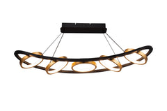 Nicki Linear Kitchen Table/Island Light, 5 Ring, 36W LED, 3200K, 2200lm, Satin Black  &  Gold, 3yrs Warranty