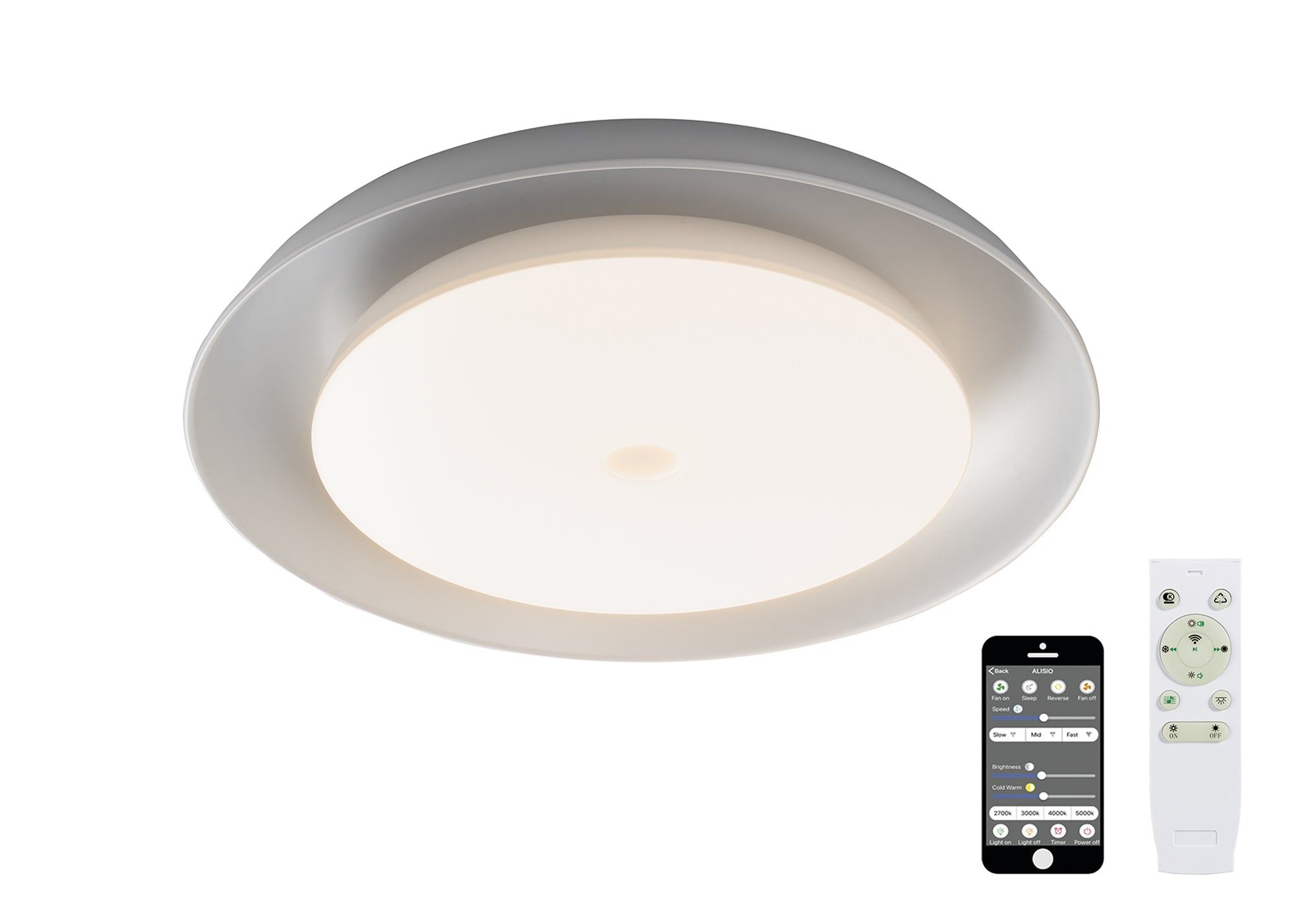 Nifty Ceiling, 1 x 36W LED RGB, Tuneable White 3000K-6000K, 1800lm, 10W Speaker, Bluetooth/Remote Control/App Control, 3yrs Warranty