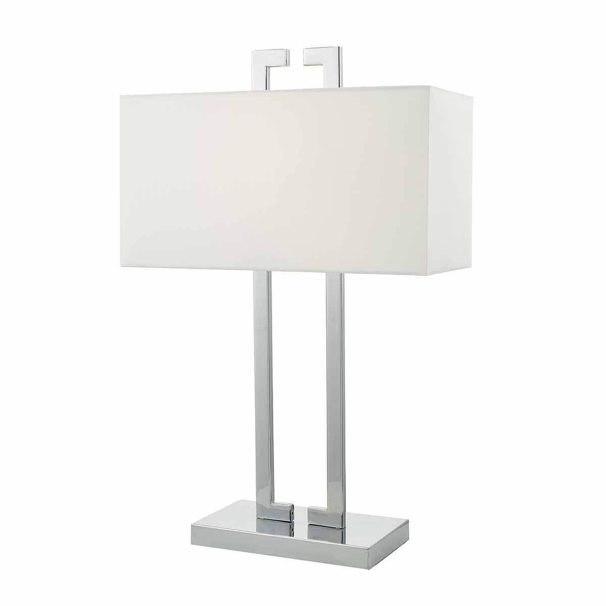 Nile Table Lamp Polished Chrome c/w Ivory Shade - Cusack Lighting