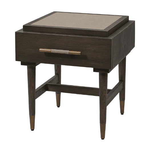 Nimes Side Table / Locker - Grey Oak & Antique Brass Finish
