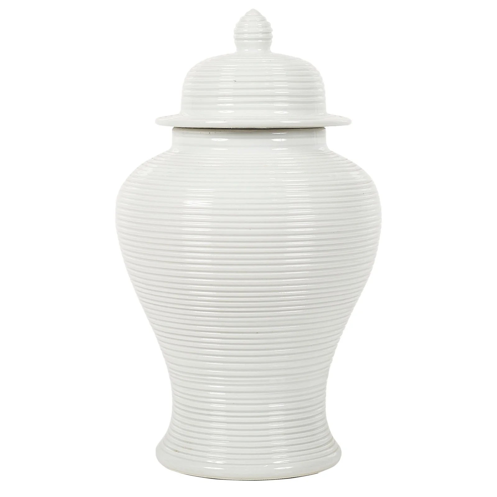 Nina 15" Jar - White Ridged Finish