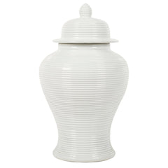 Nina 15" Jar - White Ridged Finish