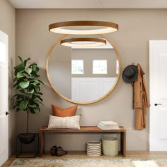 Niseko LED Ring Pendant - Wood/White