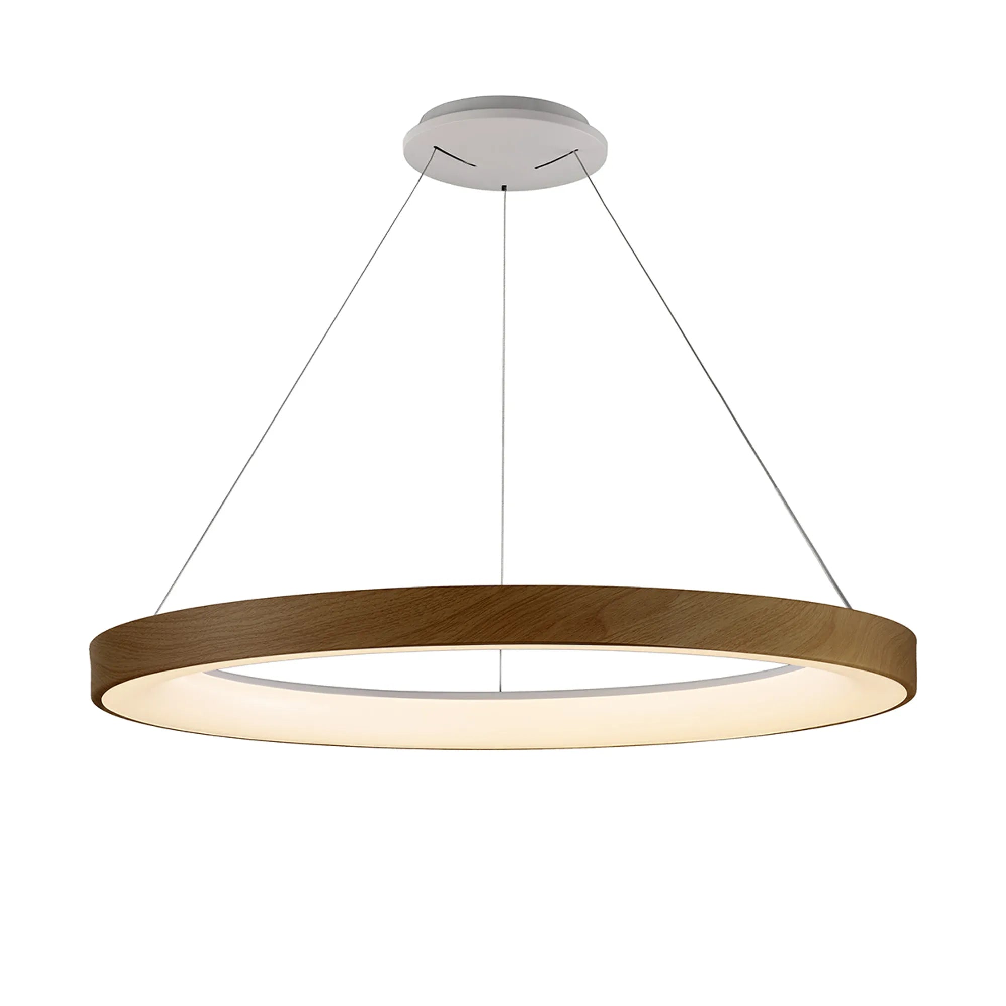 Niseko LED Ring Pendant - Wood/White