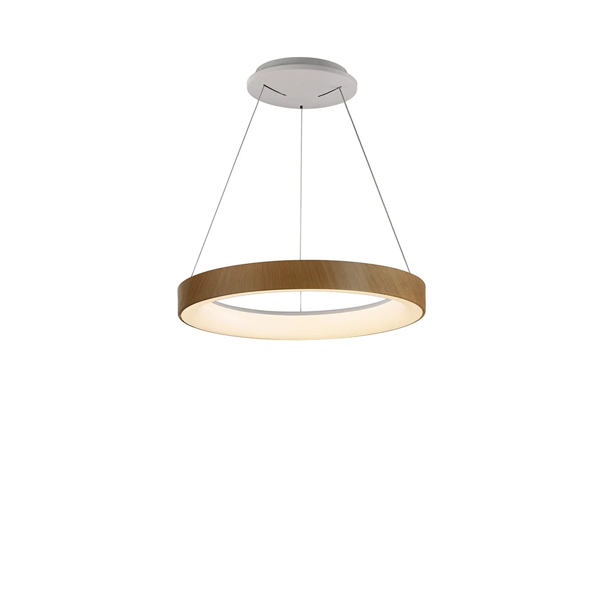 Niseko LED Ring Pendant - Wood/White