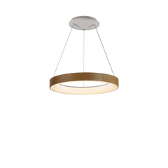 Niseko LED Ring Pendant - Wood/White