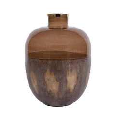 Nobbu Large Jar - Amber & Gold Finish