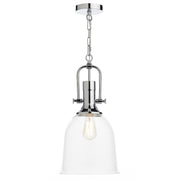 Dar Nolan 1Lt Pendant Ceiling Light - Polished Chrome & Clear Glass Finish
