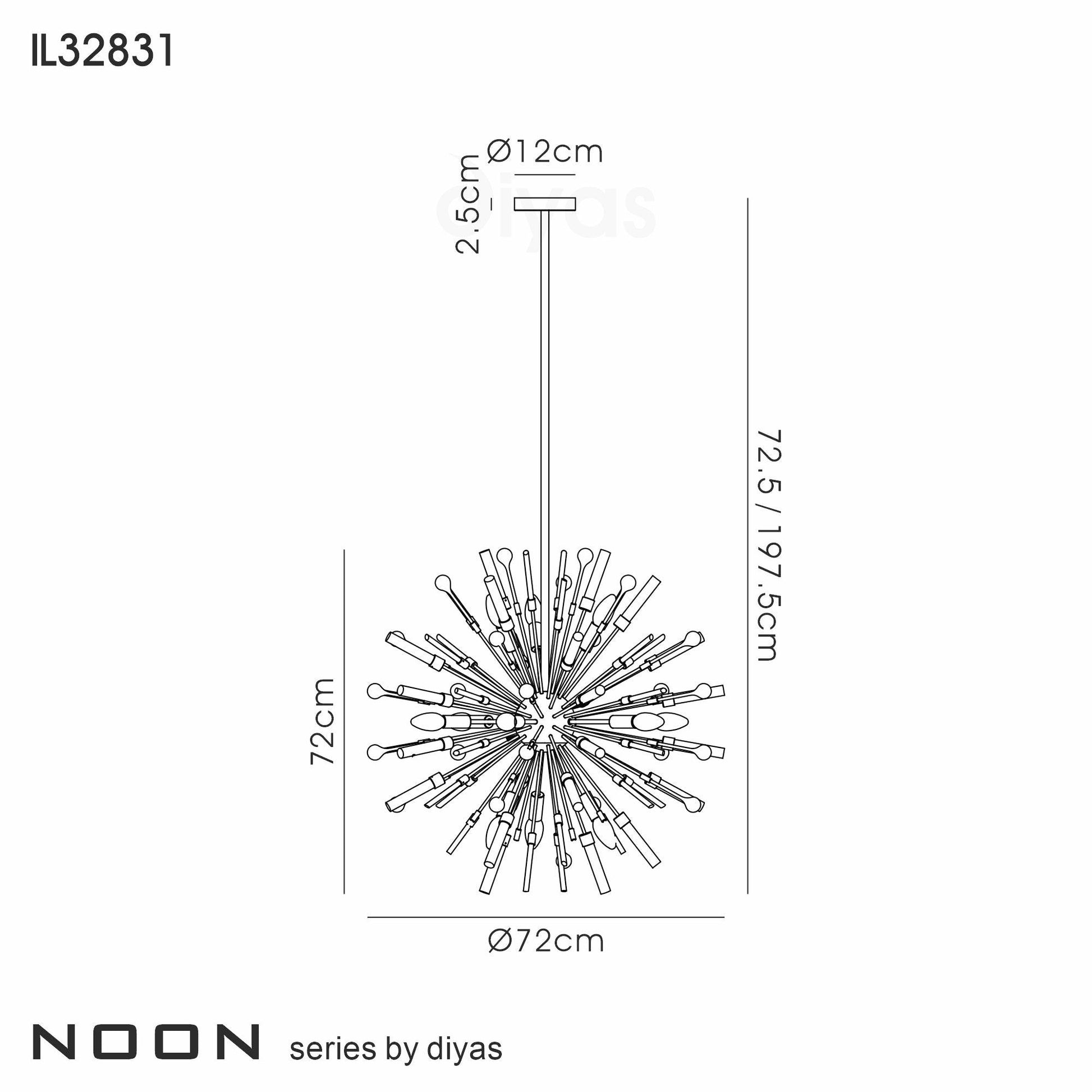 Noon Pendant 12 Light E14 Antique Gold/Clear Glass