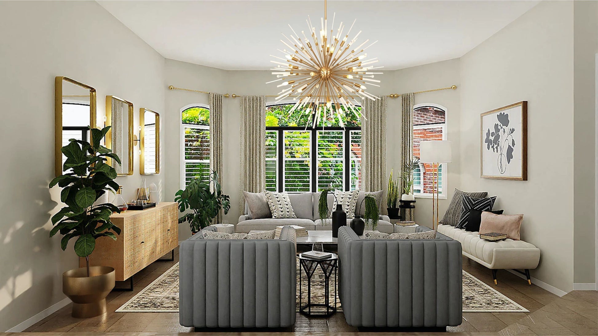 Noon Pendant 20 Light E14 Antique Gold/Clear Glass