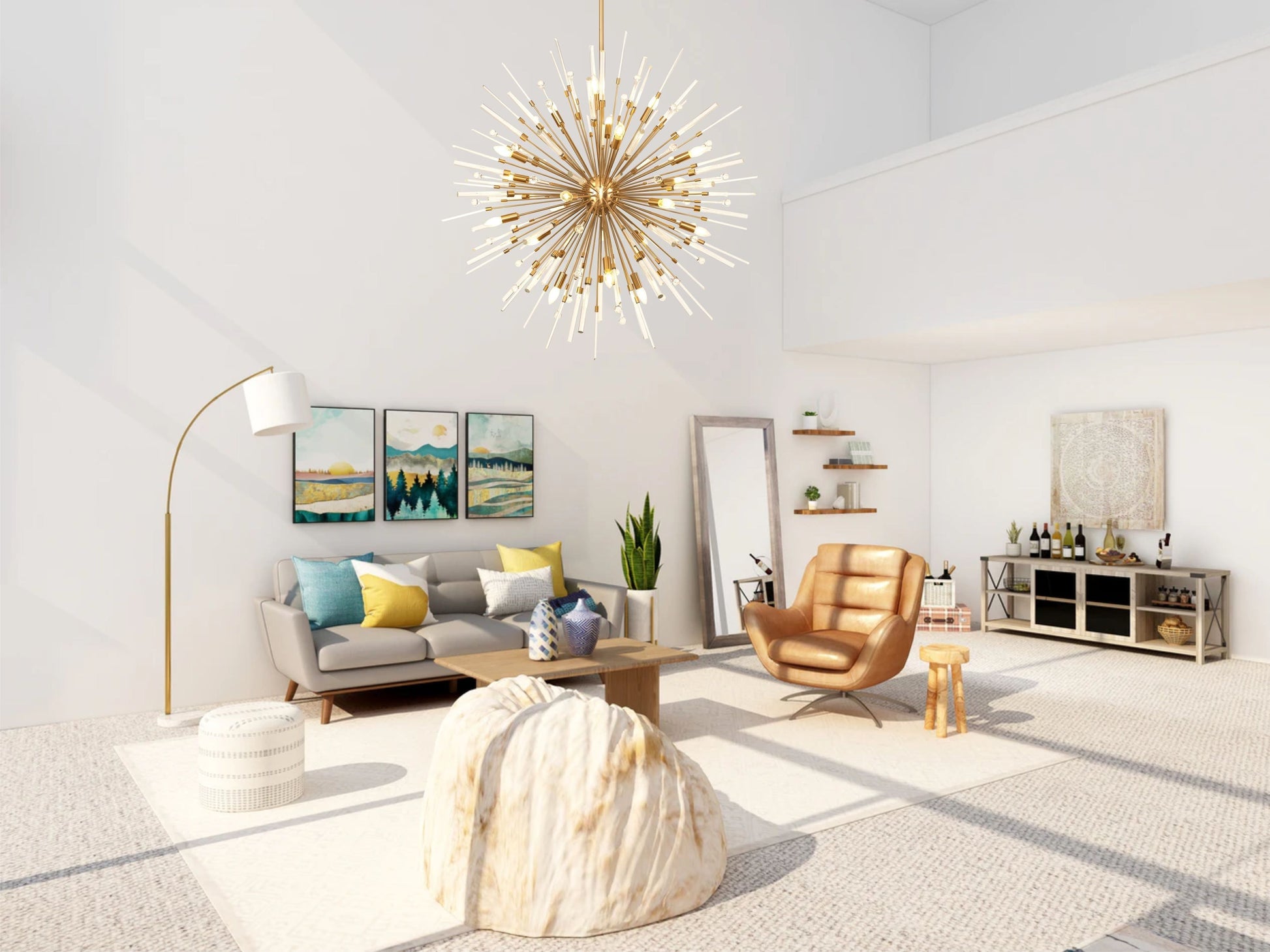 Noon Pendant 20 Light E14 Antique Gold/Clear Glass