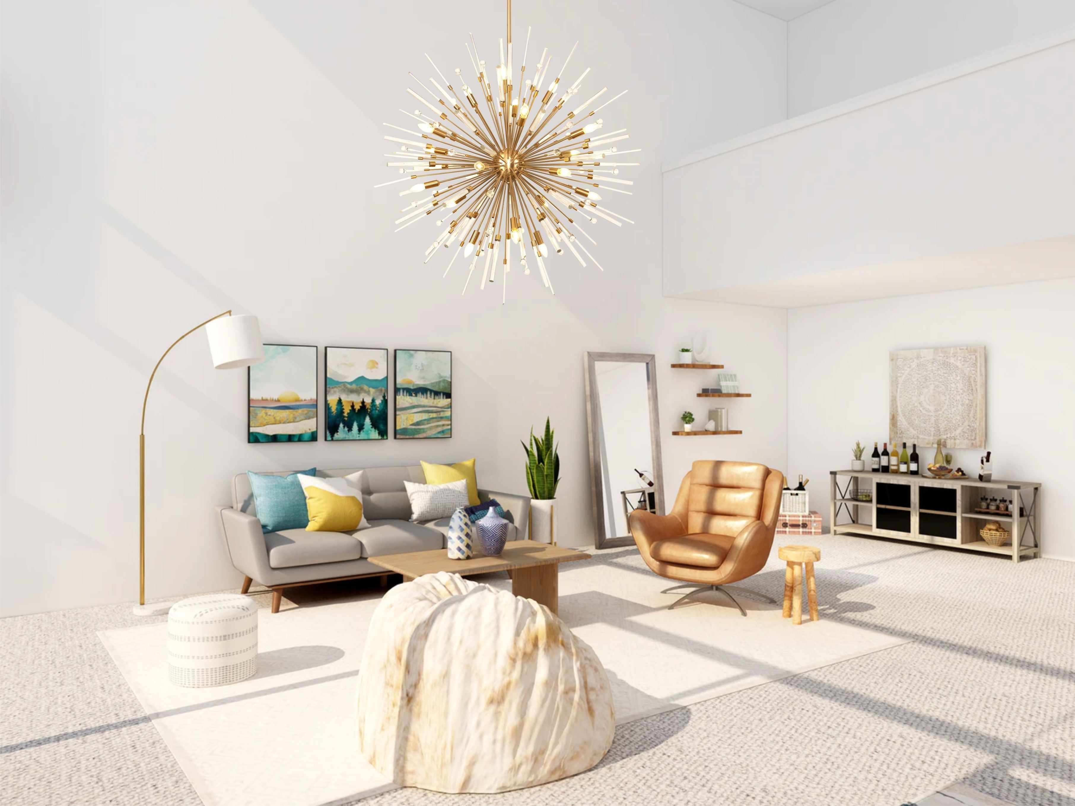 Noon Pendant 20 Light E14 Antique Gold/Clear Glass