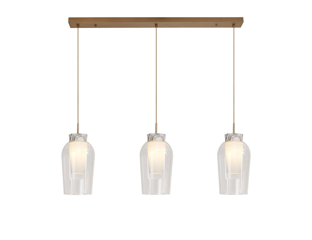 Nora 3Lt Linear Pendant - Various Colours