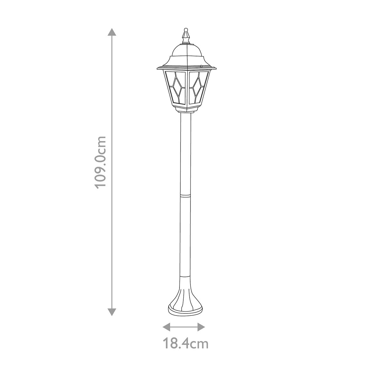 Norfolk 1/3Lt Pillar Lantern - Black IP44 E27