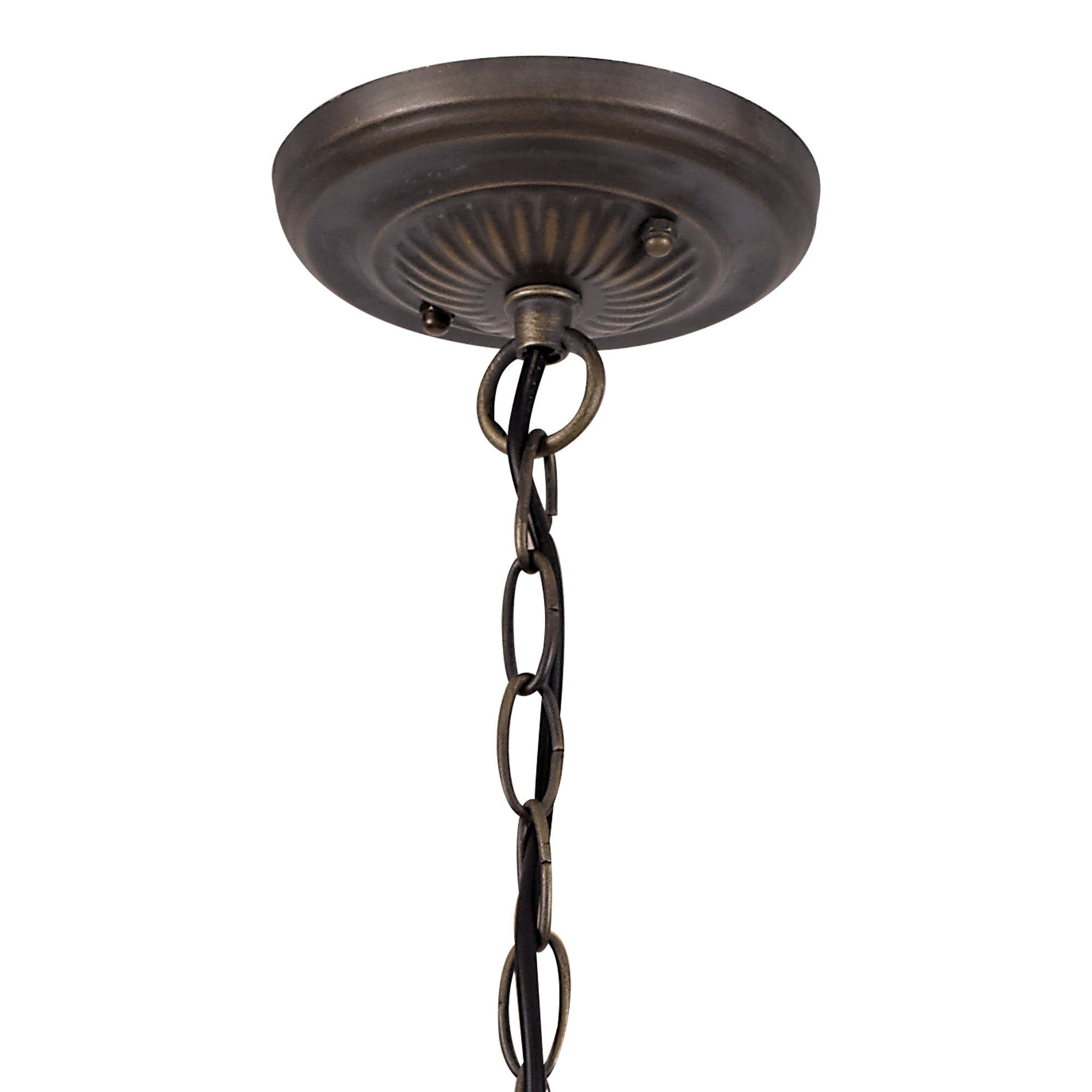 Nuflur 1 Light Downlighter Pendant E27 With 30cm Tiffany Shade, Antique Brass