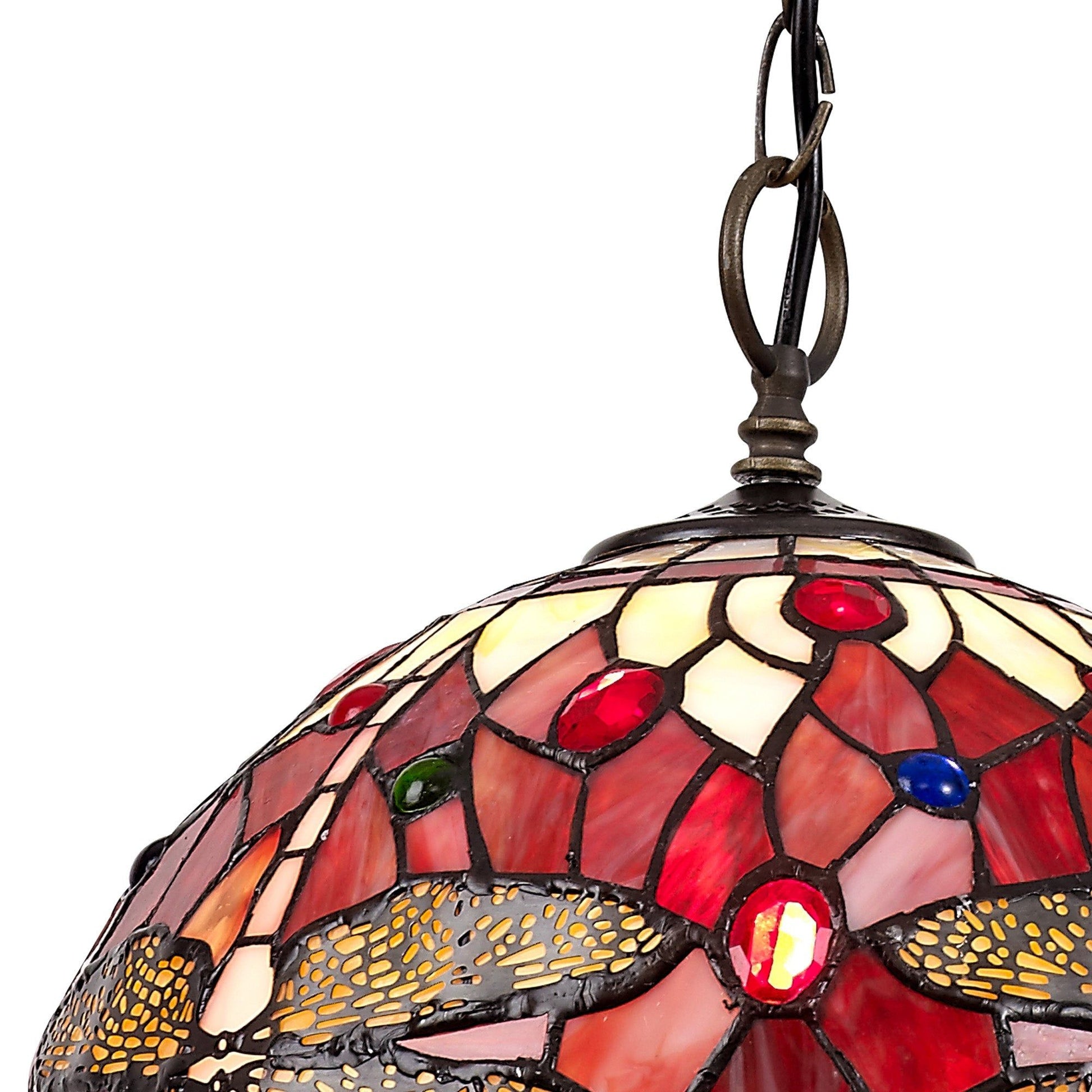 Nuflur 1 Light Downlighter Pendant E27 With 30cm Tiffany Shade, Antique Brass