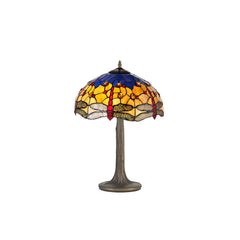 Nuflur 2 Light Tree Like Table Lamp E27 With 40cm Tiffany Shade, Antique Brass