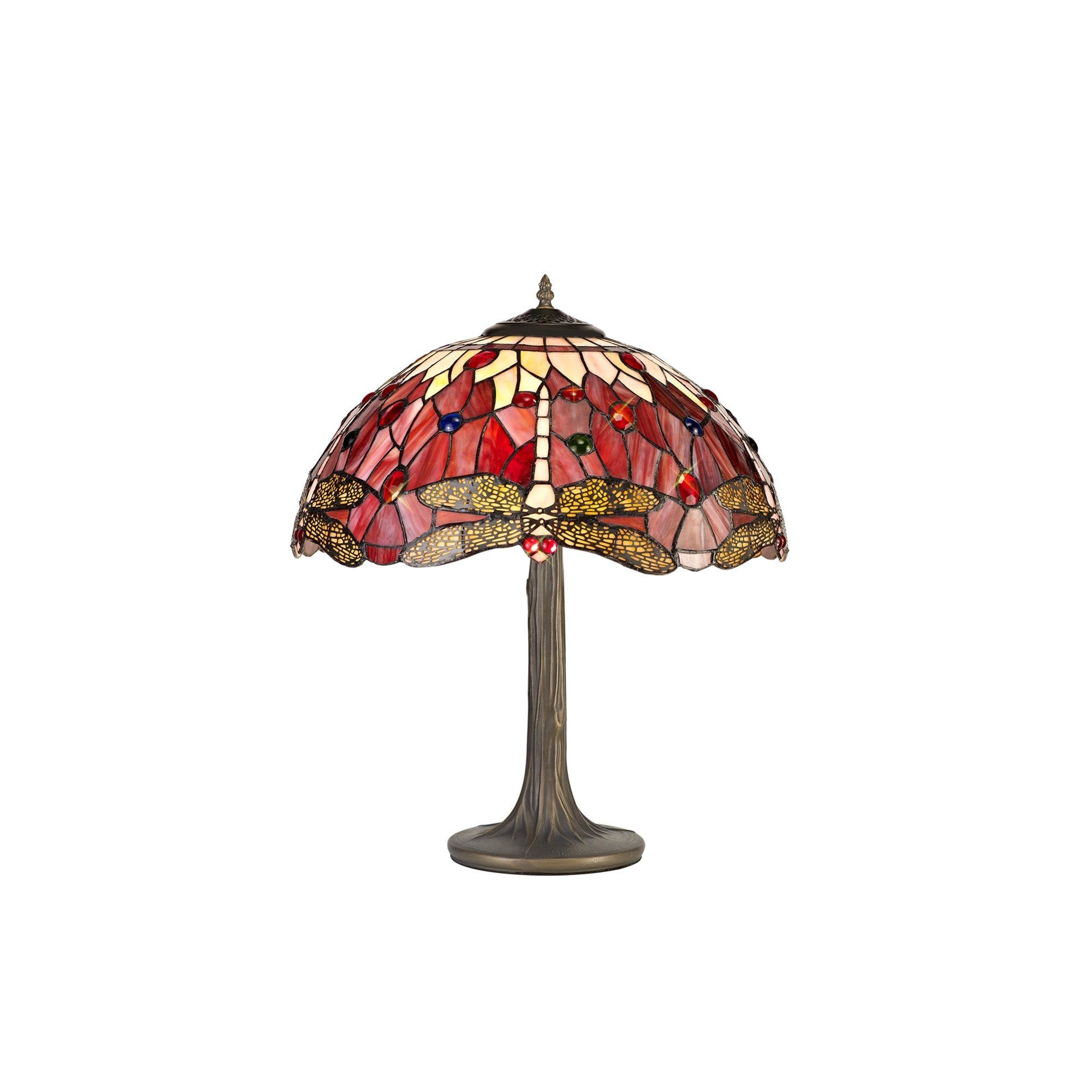 Nuflur 2 Light Tree Like Table Lamp E27 With 40cm Tiffany Shade, Antique Brass