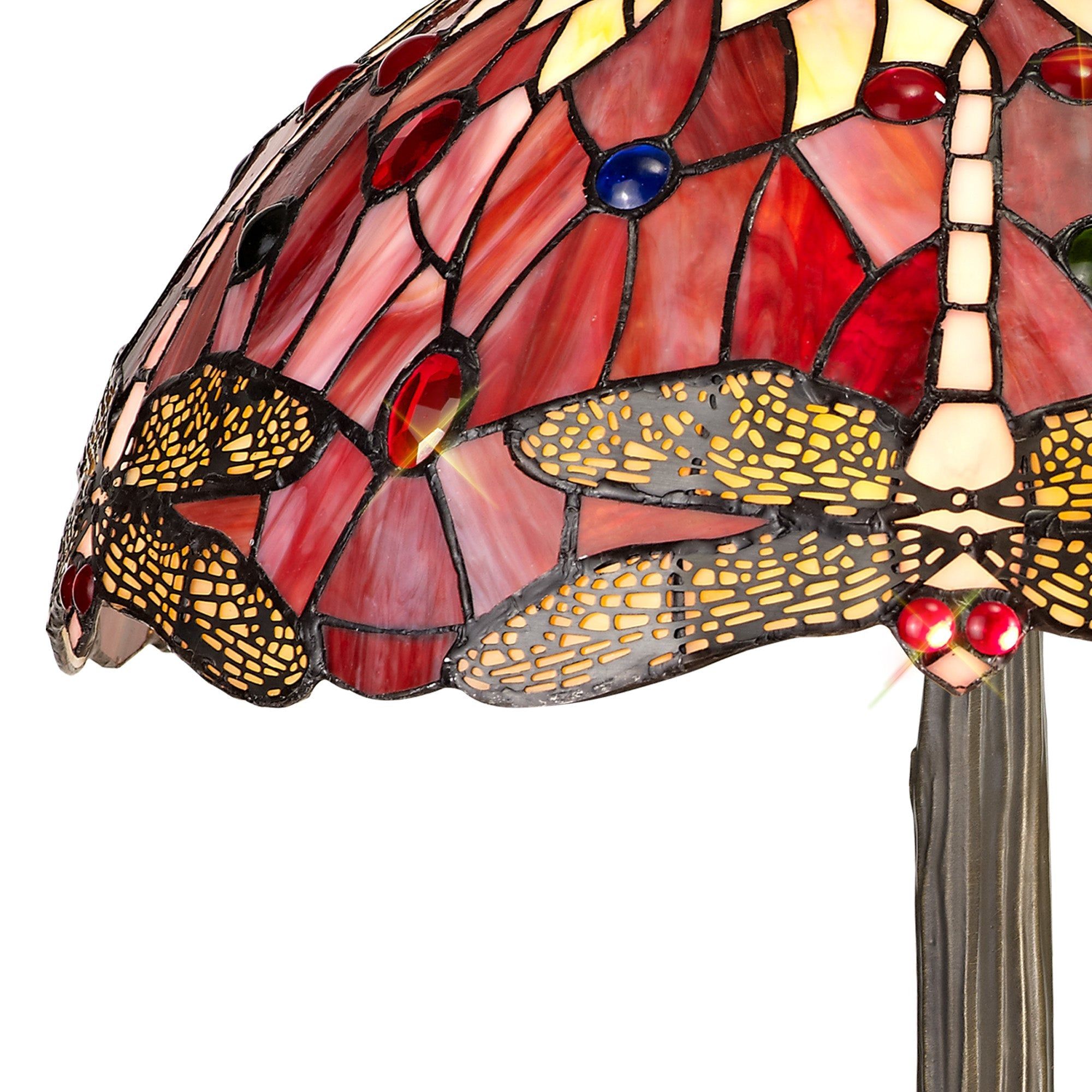 Nuflur 2 Light Tree Like Table Lamp E27 With 40cm Tiffany Shade, Antique Brass