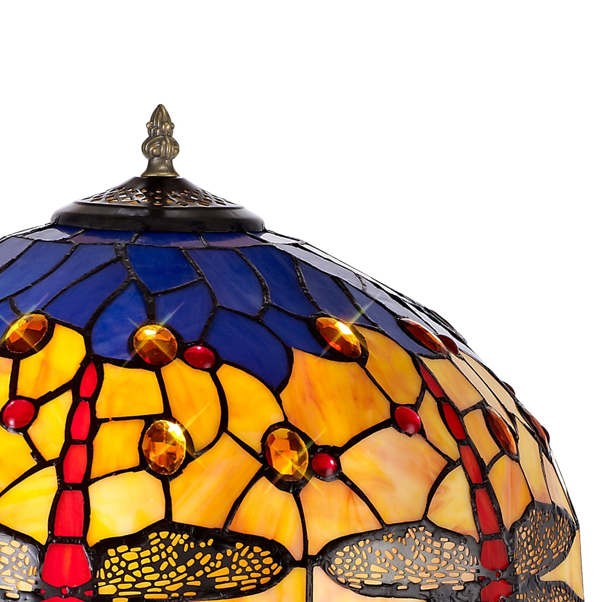 Nuflur 2 Light Tree Like Table Lamp E27 With 40cm Tiffany Shade, Antique Brass