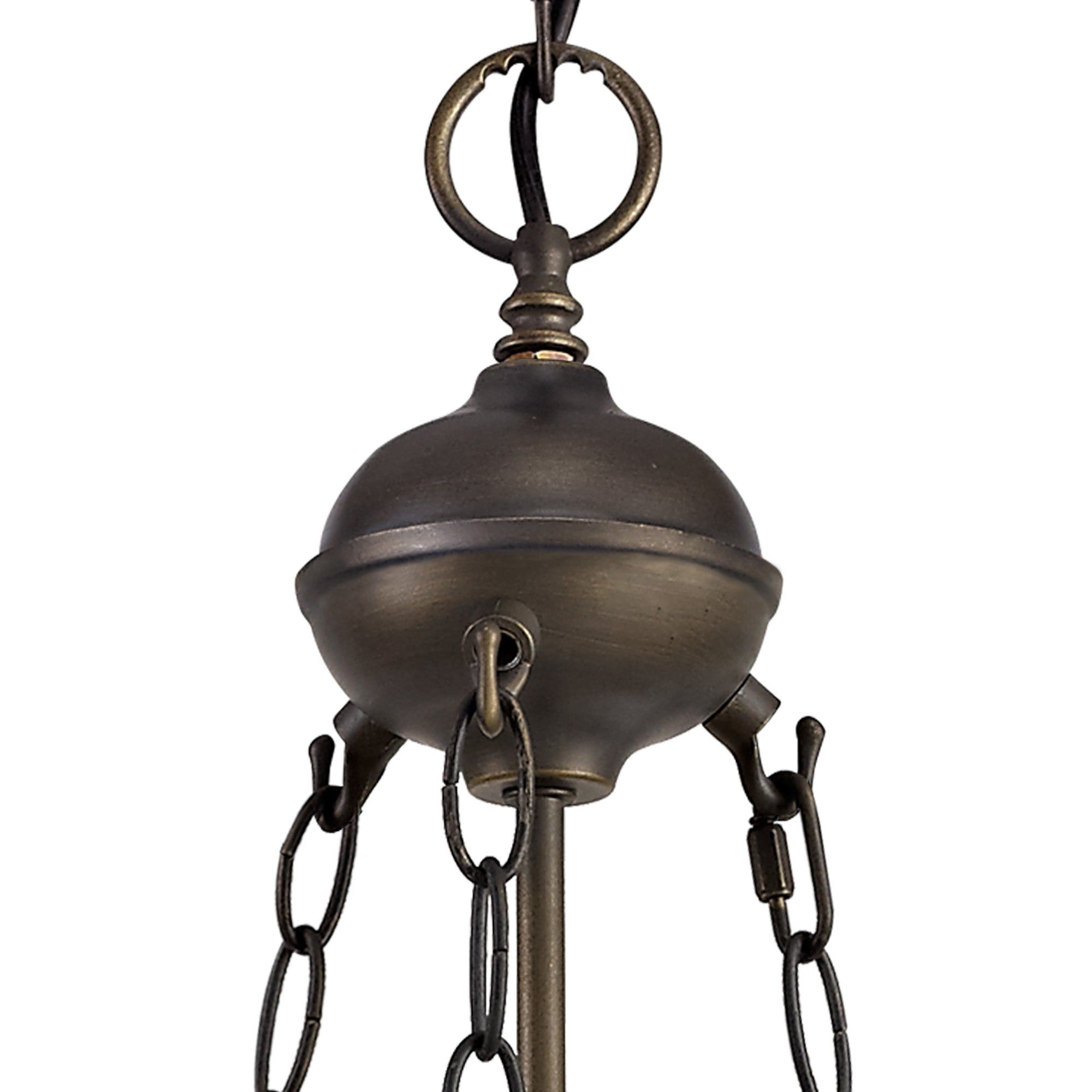 Nuflur 2 Light Uplighter Pendant E27 With 30cm Tiffany Shade,  Antique Brass