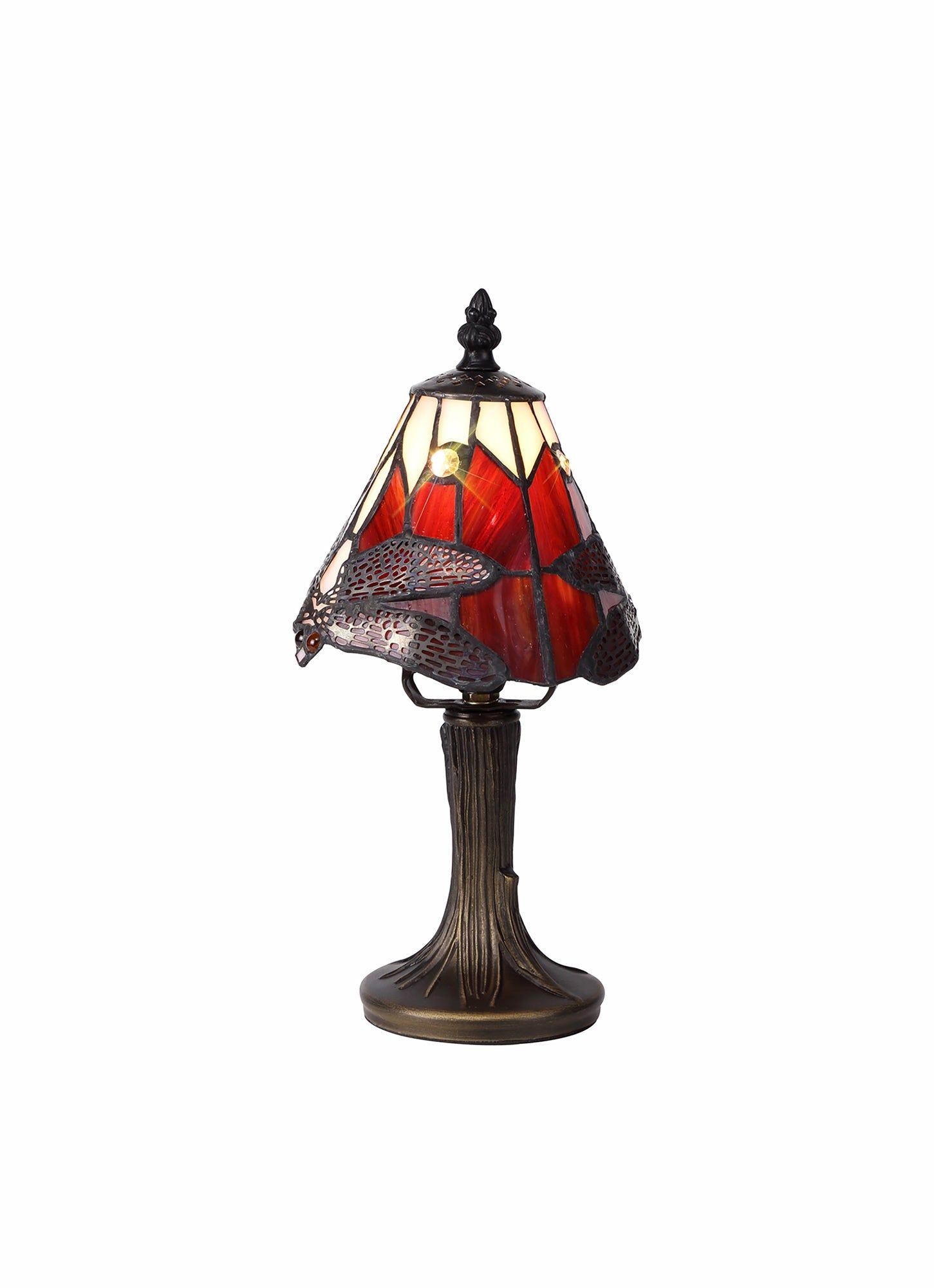 Nuflur Tiffany Table Lamp, 1 x E14, Black/Gold, Blue/Orange/Crystal Shade