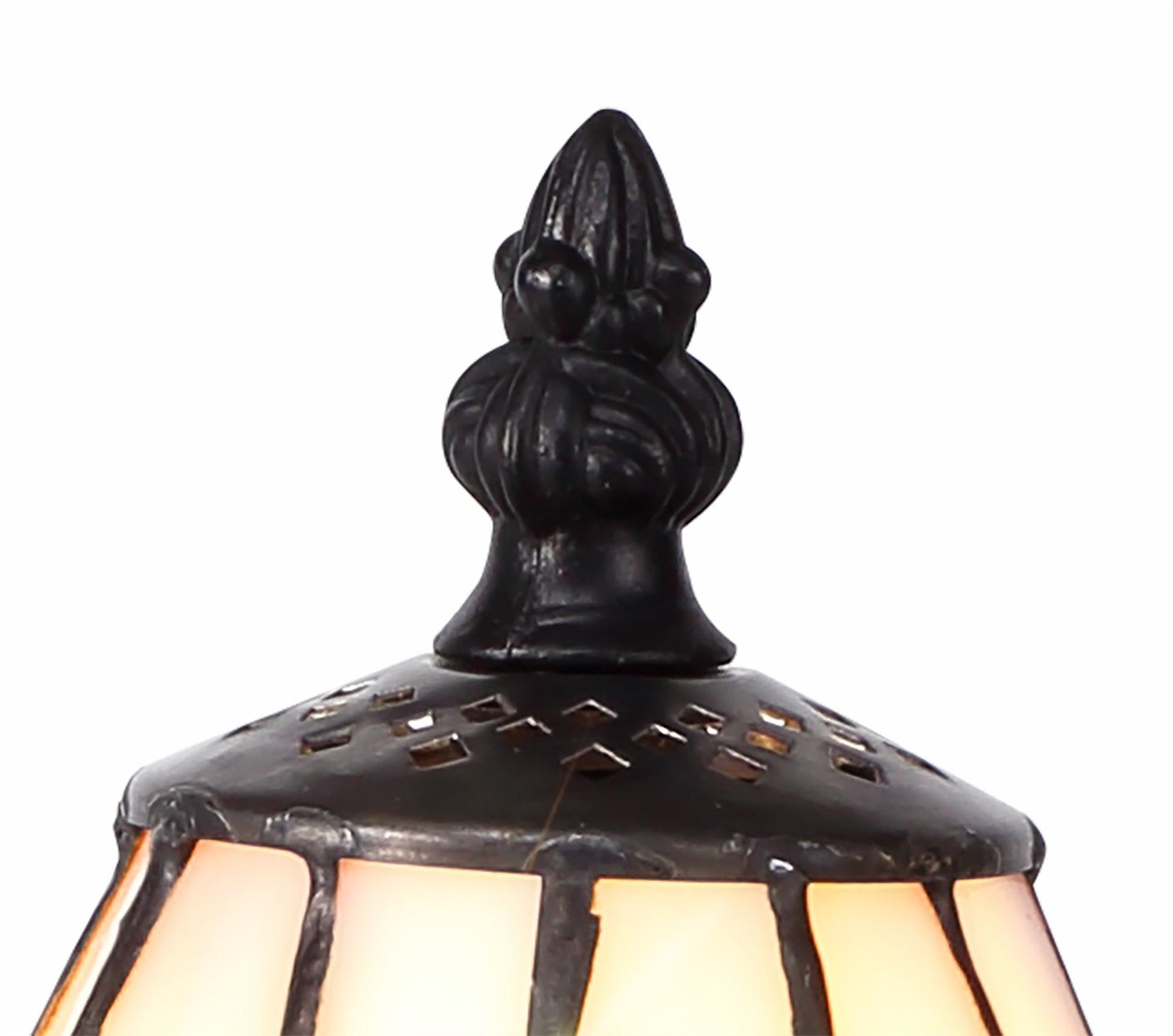 Nuflur Tiffany Table Lamp, 1 x E14, Black/Gold, Blue/Orange/Crystal Shade
