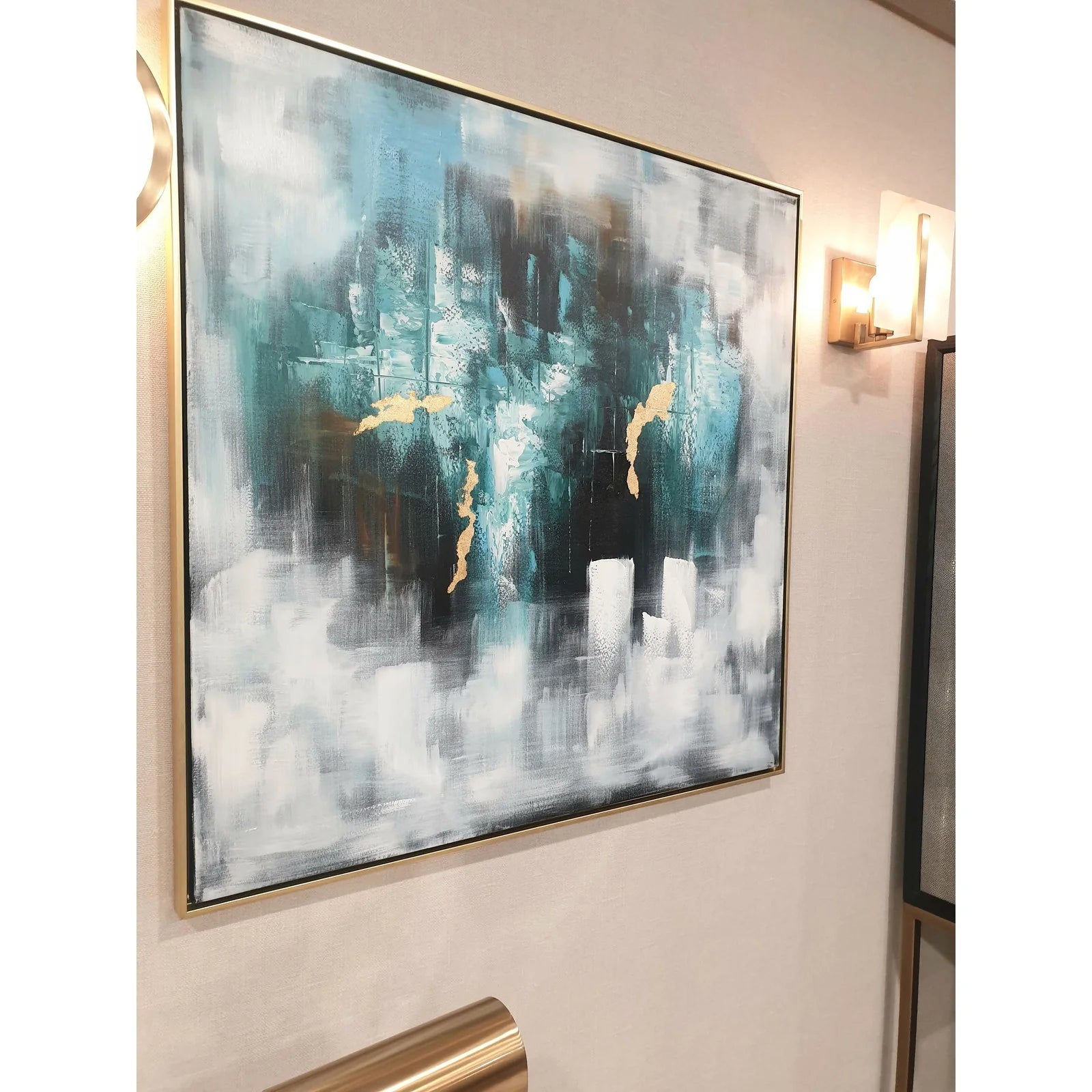 Ocean Storm Wall Art - Blue & Gold Finish